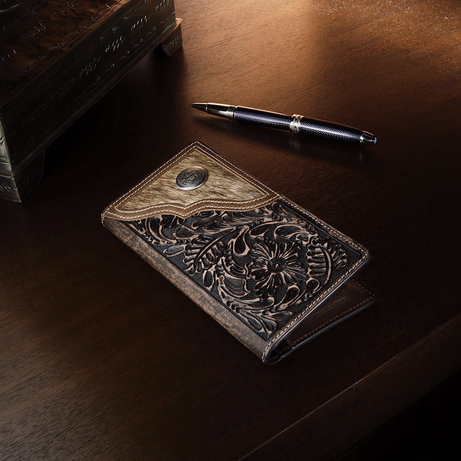 Leather Hair-On-Hide Checkbook Cover