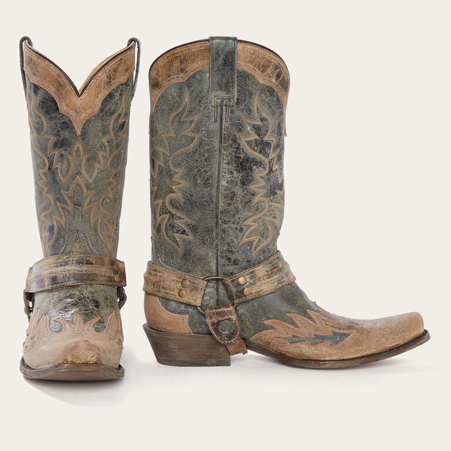 Sundance Black Washed Cowboy Boots for Men