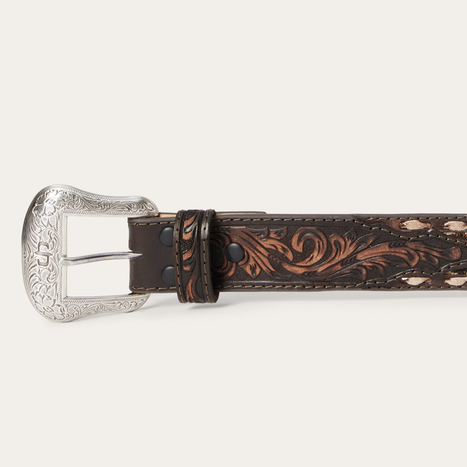 Hand-Tooled Embroidered Leather Belt