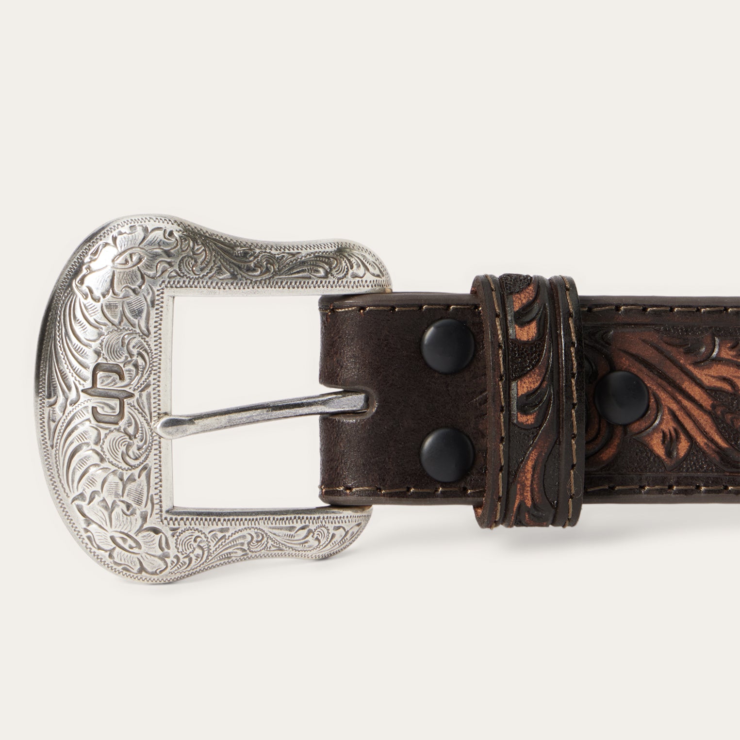 Hand-Tooled Embroidered Leather Belt