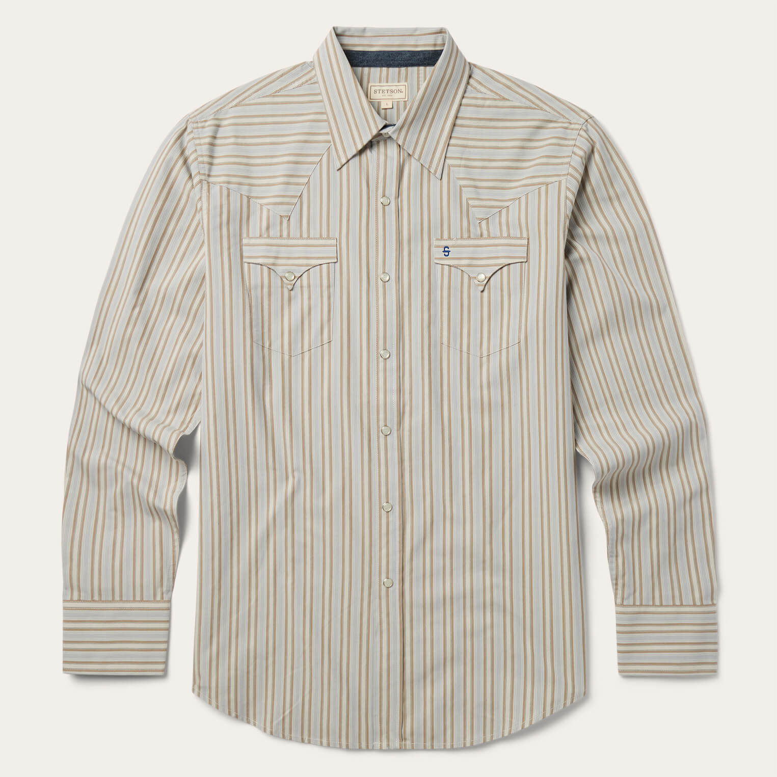 Western Stripe Shirt with Ticking Pattern