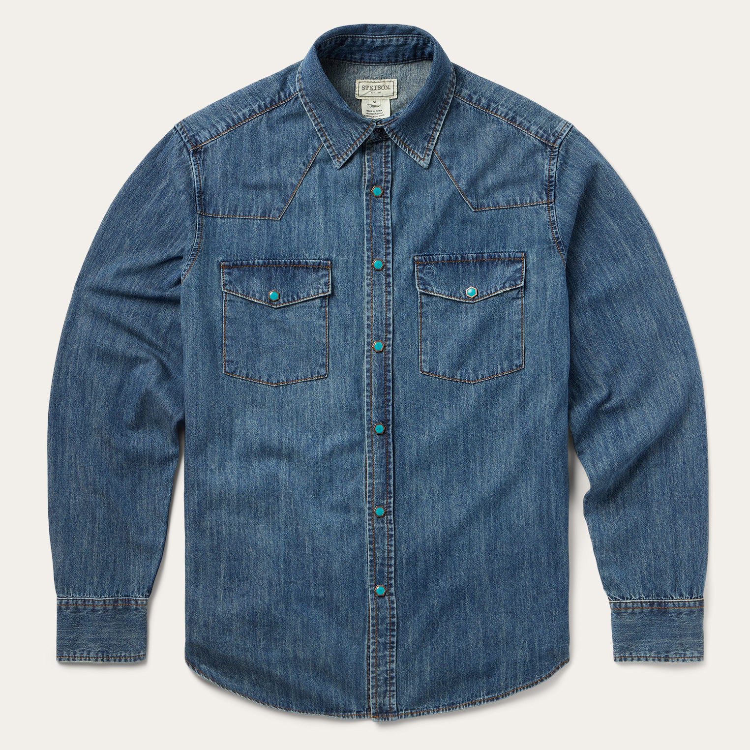 Lightweight Turquoise Denim Shirt by Snap