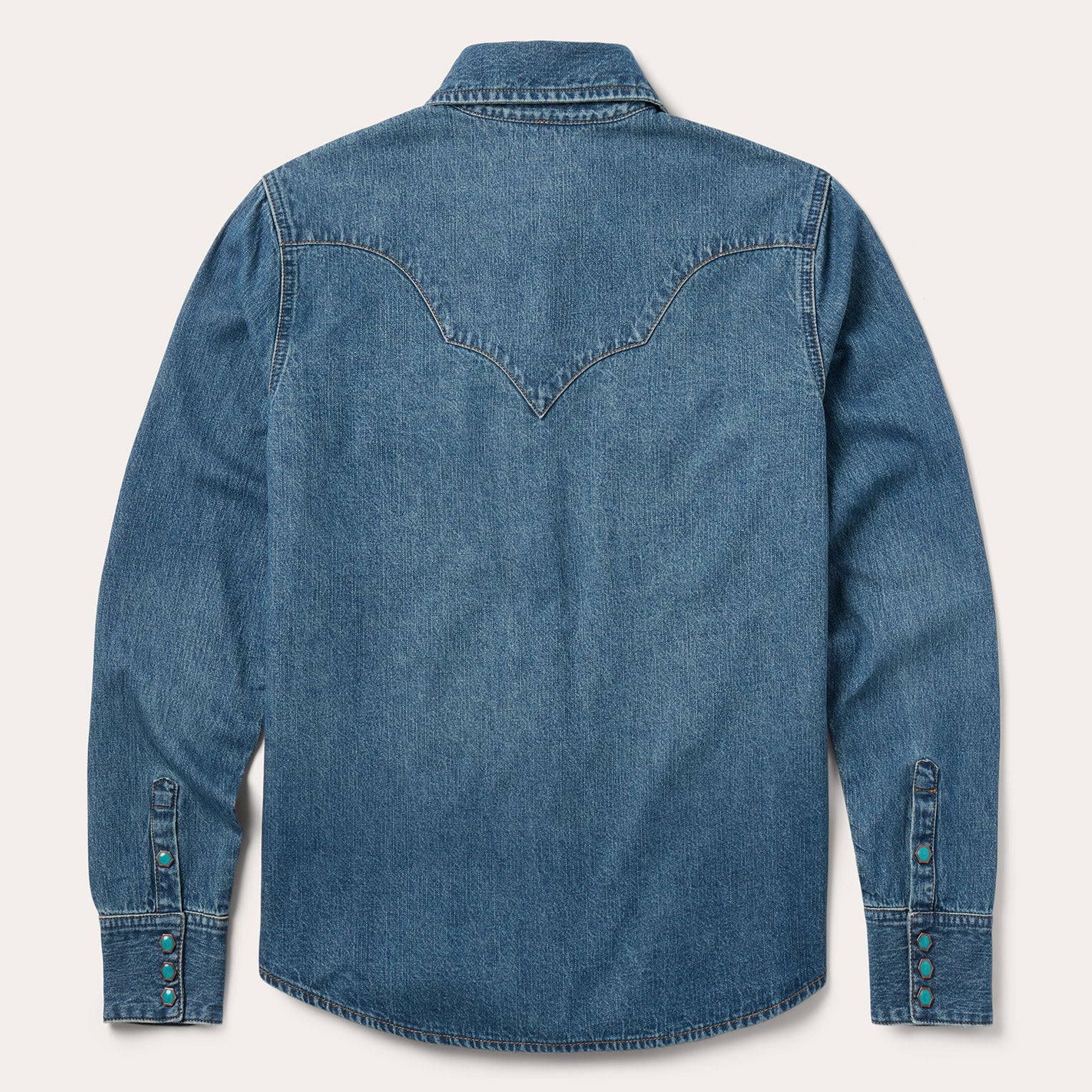 Western Denim Shirt in Turquoise Snap