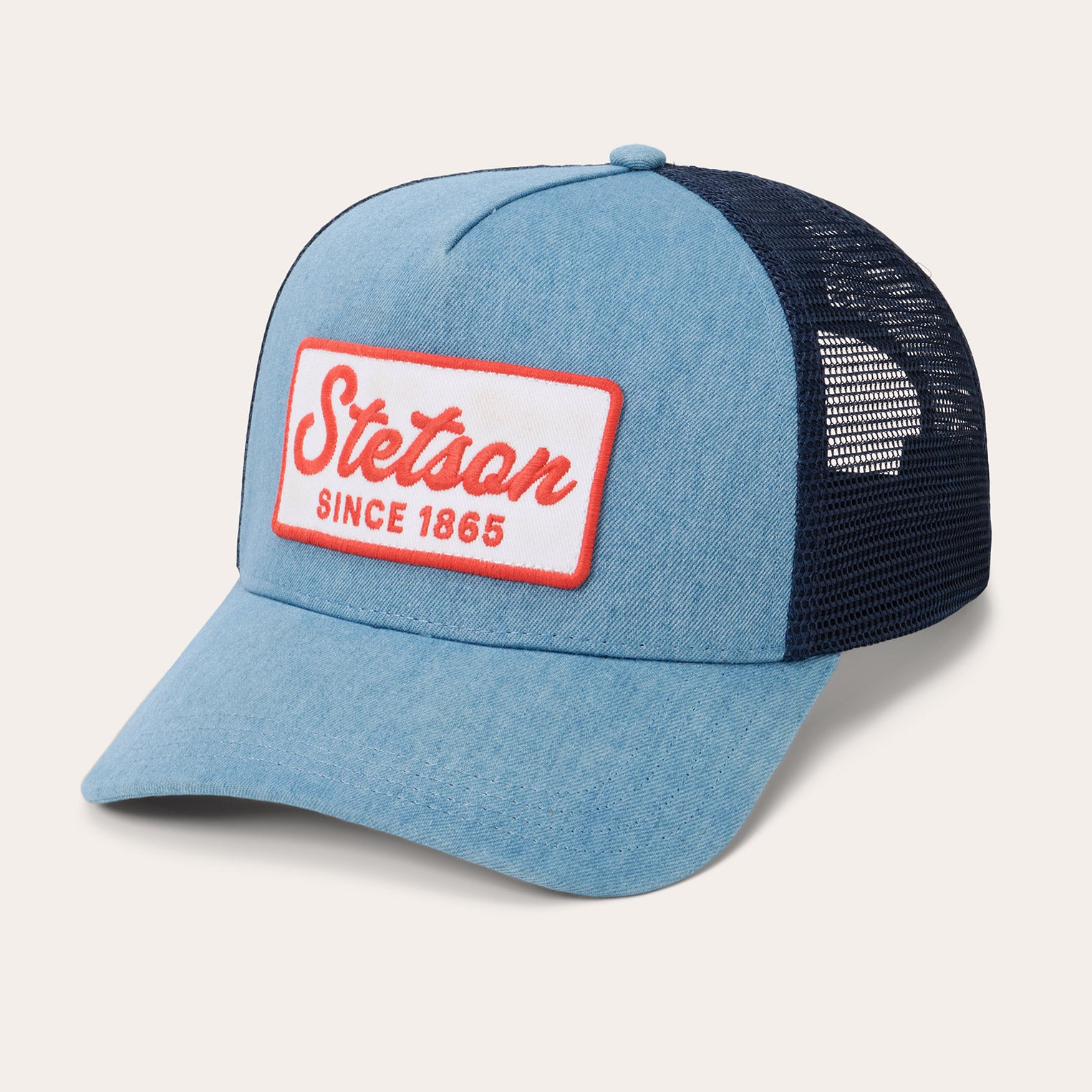 Vintage Washed Denim Trucker Cap with 1865 Patch