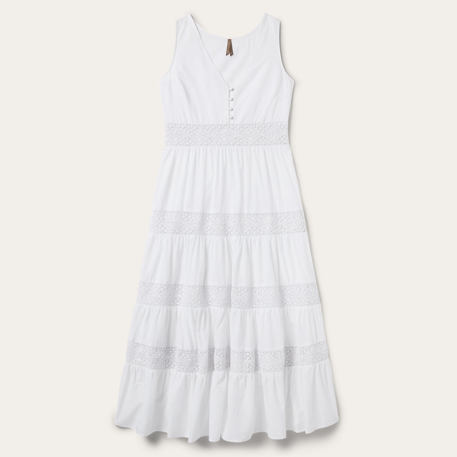 Breathable White Cotton Sleeveless Lawn Dress