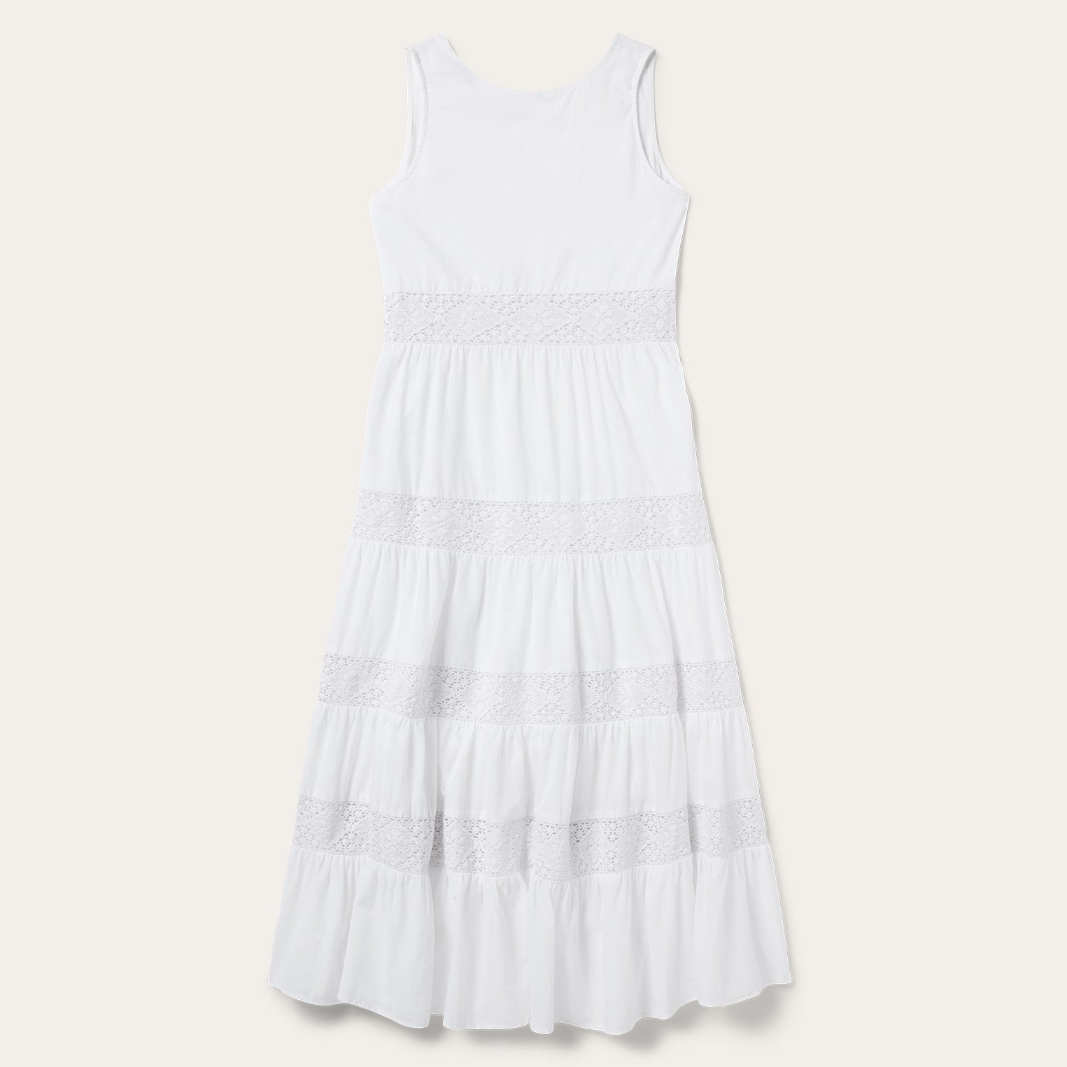 Breathable White Cotton Sleeveless Lawn Dress