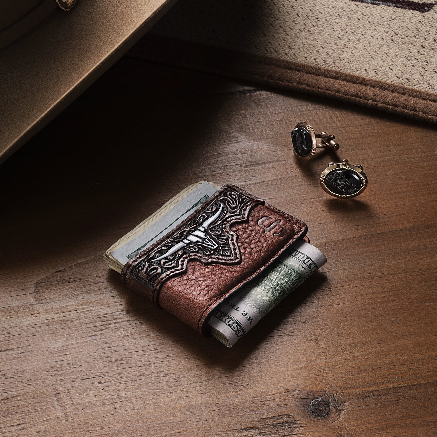 Western Steer Head Money Clip for Cash & Cards