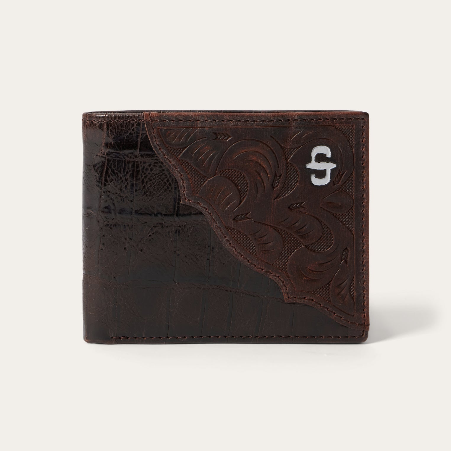 Croco Embossed Leather Bi-Fold Wallet