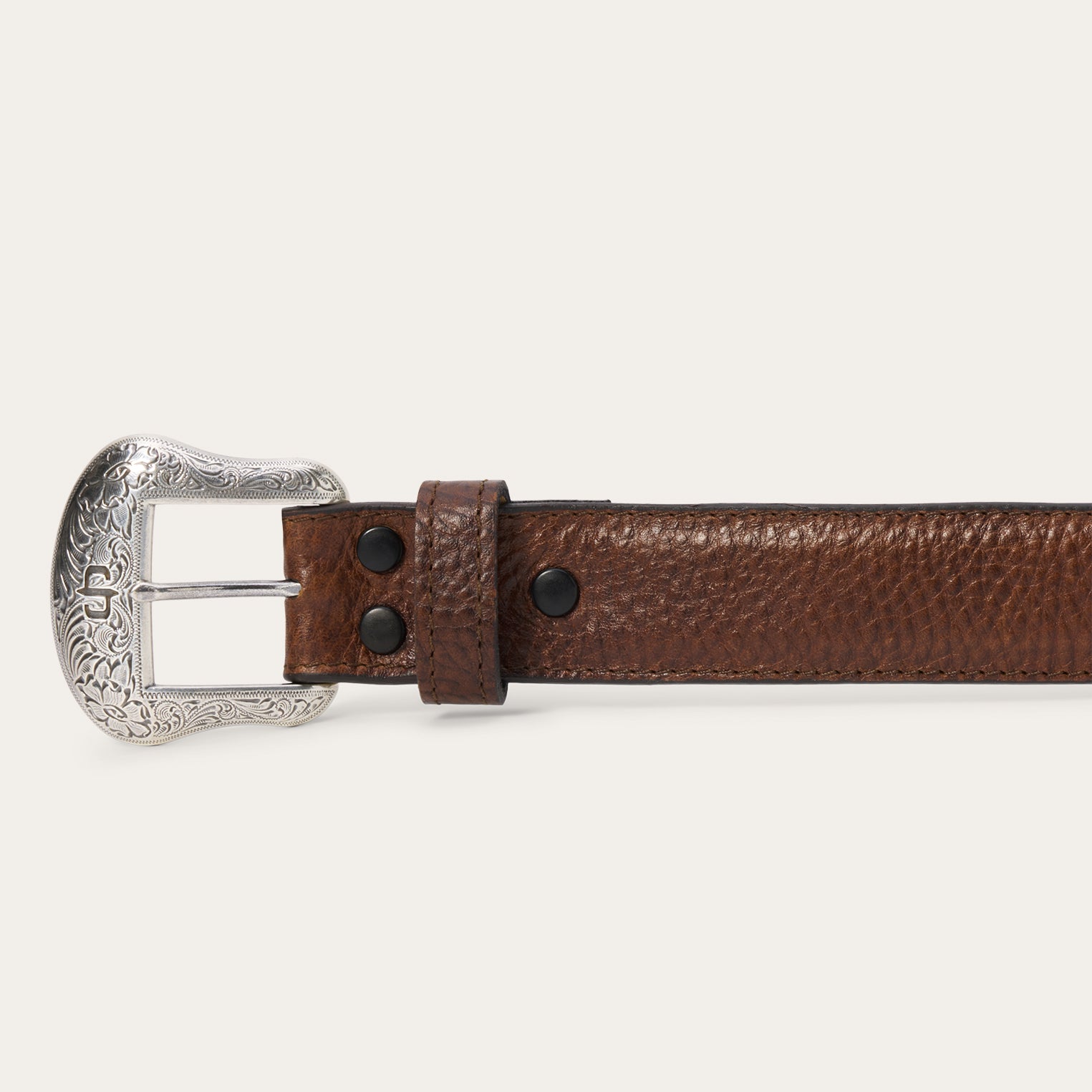 Handcrafted Bison Leather Belt with Concho Detail