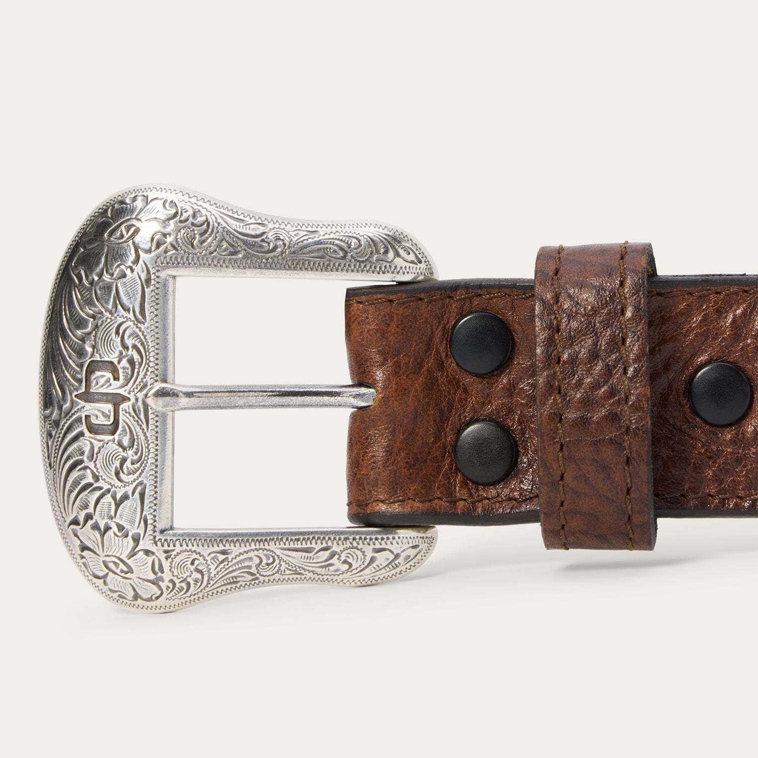 Handcrafted Bison Leather Belt with Concho Detail