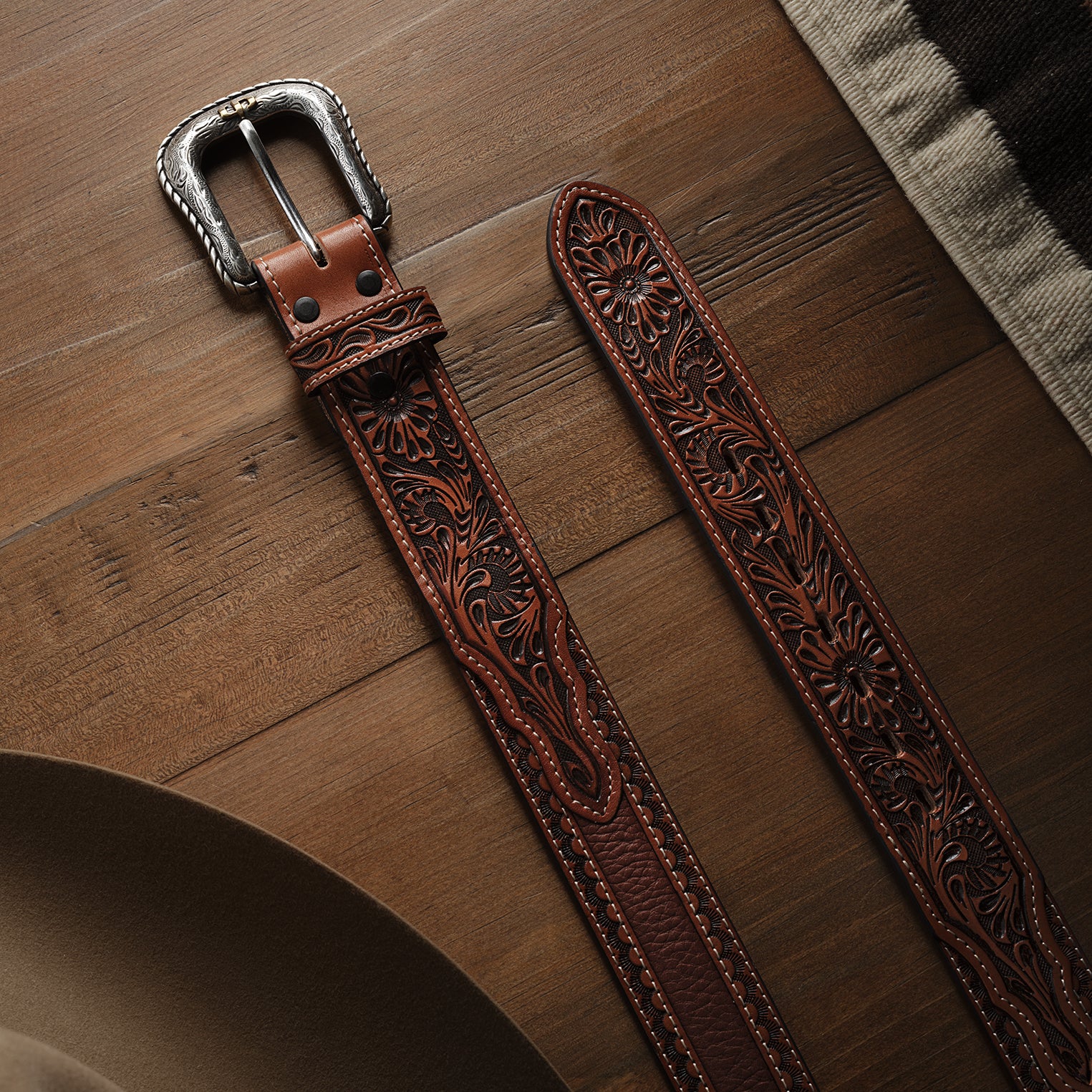 Handcrafted Leather Tab Belt for Men