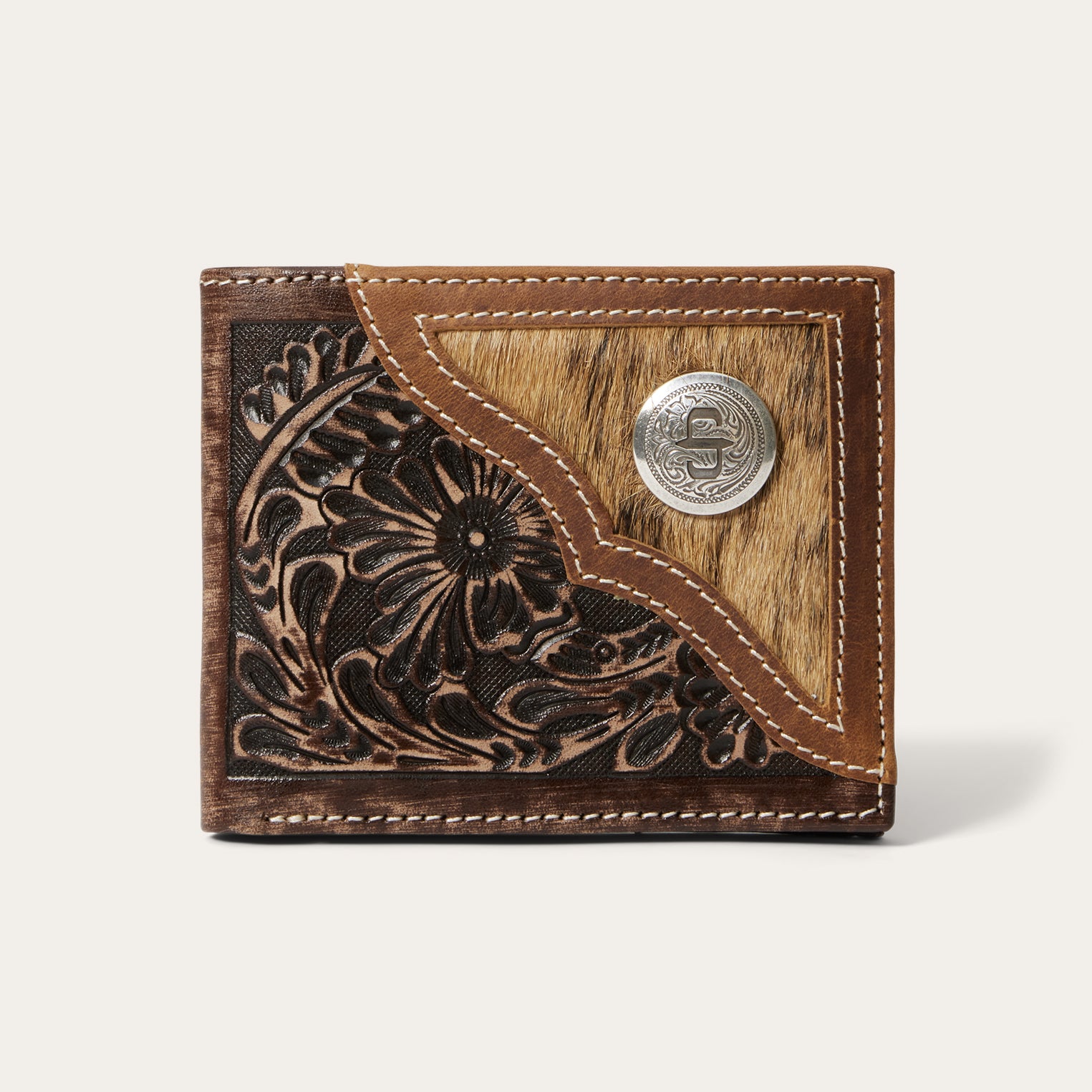 Genuine Hair-On-Hide Concho Wallet - Bi-Fold Design