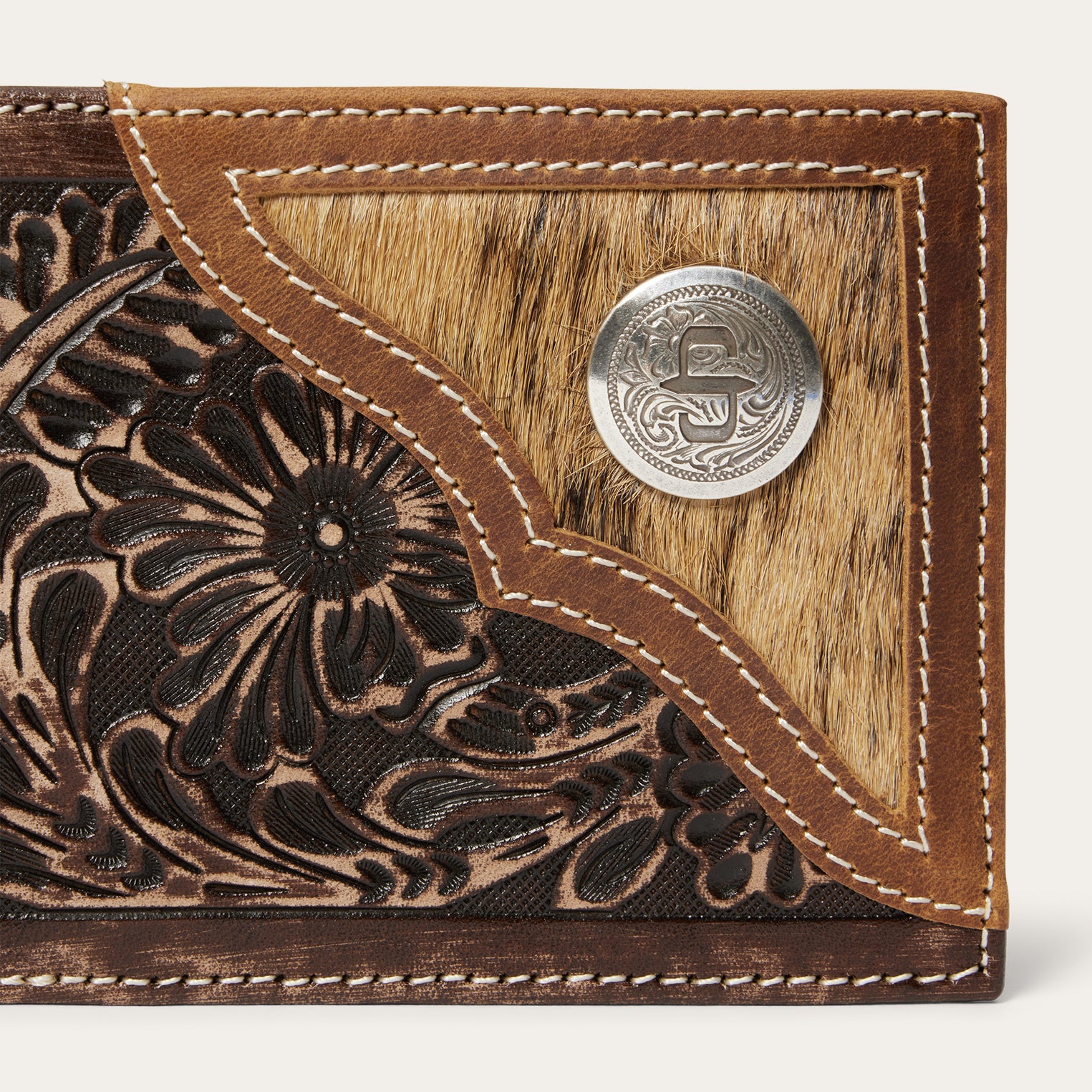 Genuine Hair-On-Hide Concho Wallet - Bi-Fold Design