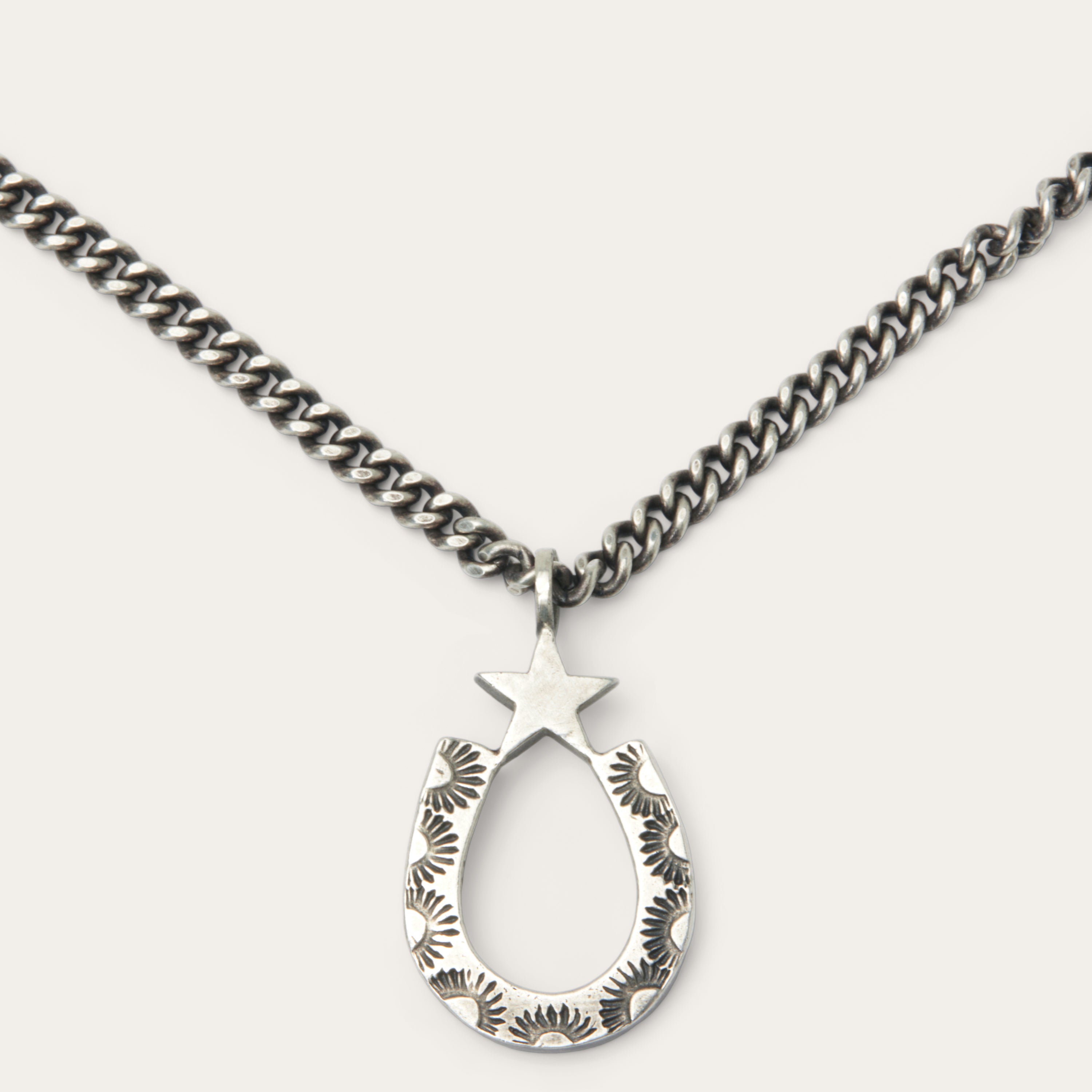 Stylish Silver Horseshoe Pendant Necklace