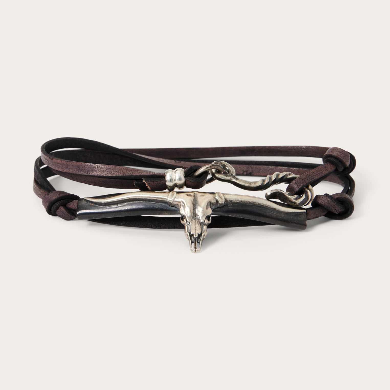 Longhorn Leather Wrap Bracelet – Stylish & Adjustable