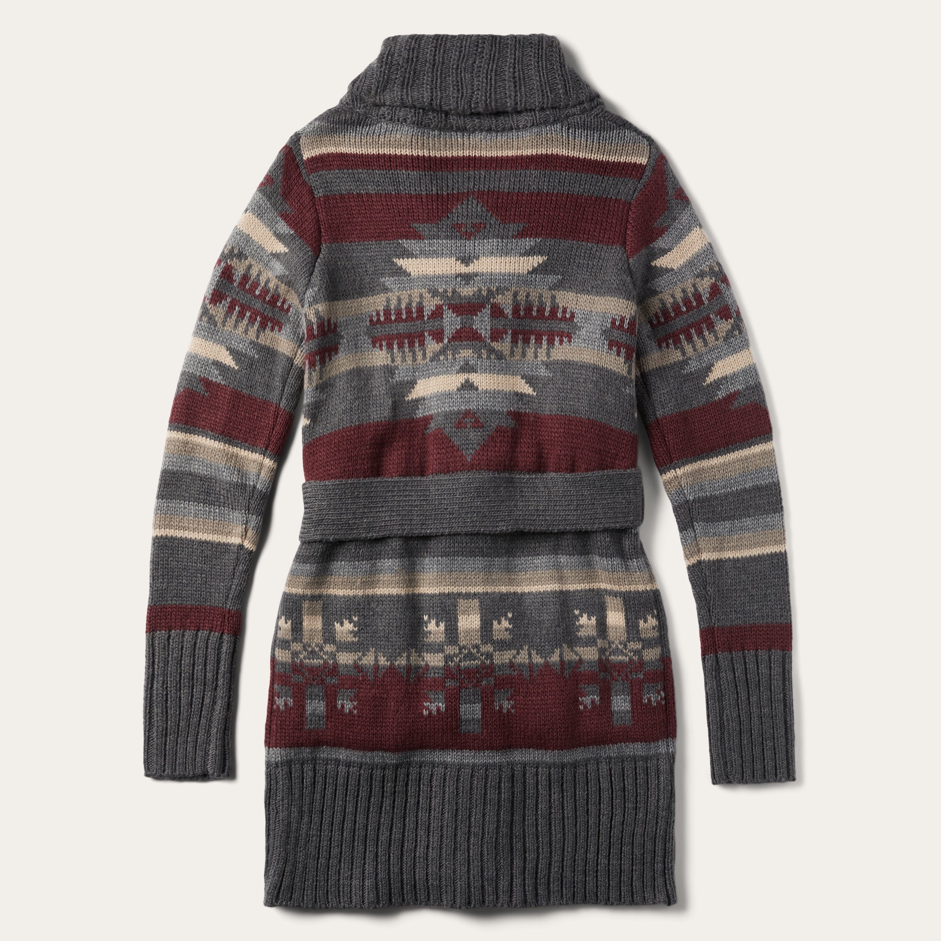 Aztec Knit Cardigan with Belt Detail