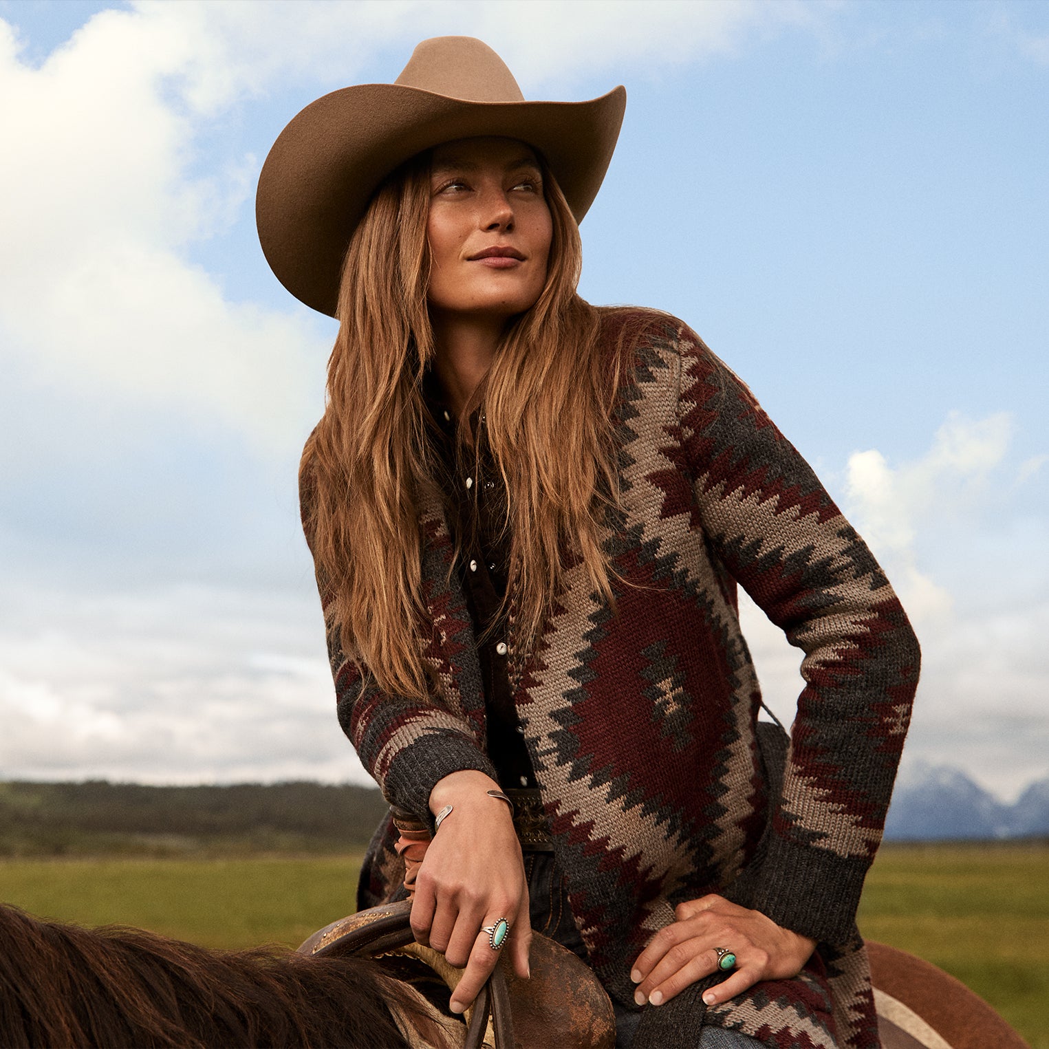 Aztec Knit Duster Sweater for Women