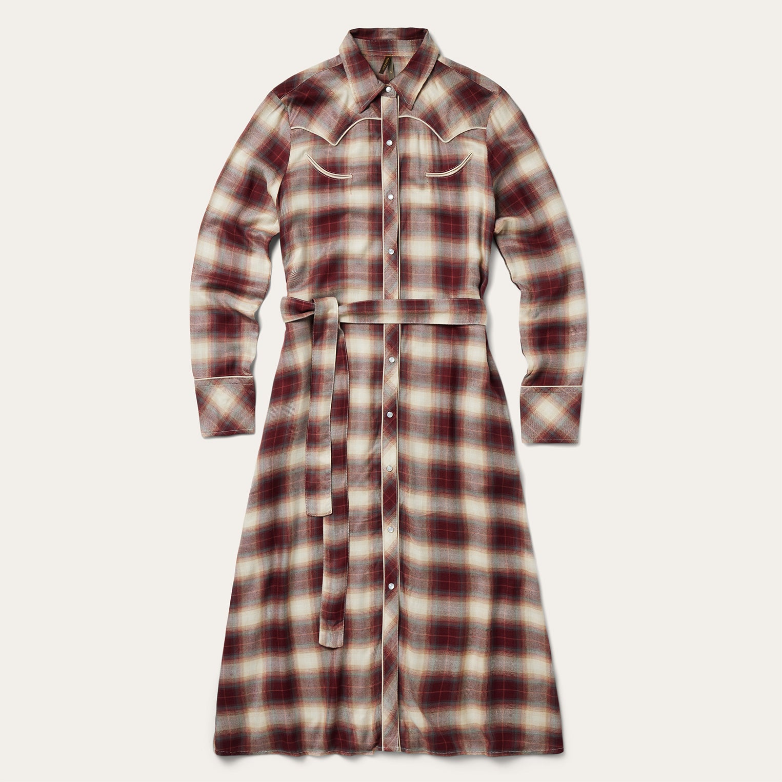 Plaid Shirt Dress in Black Cherry
