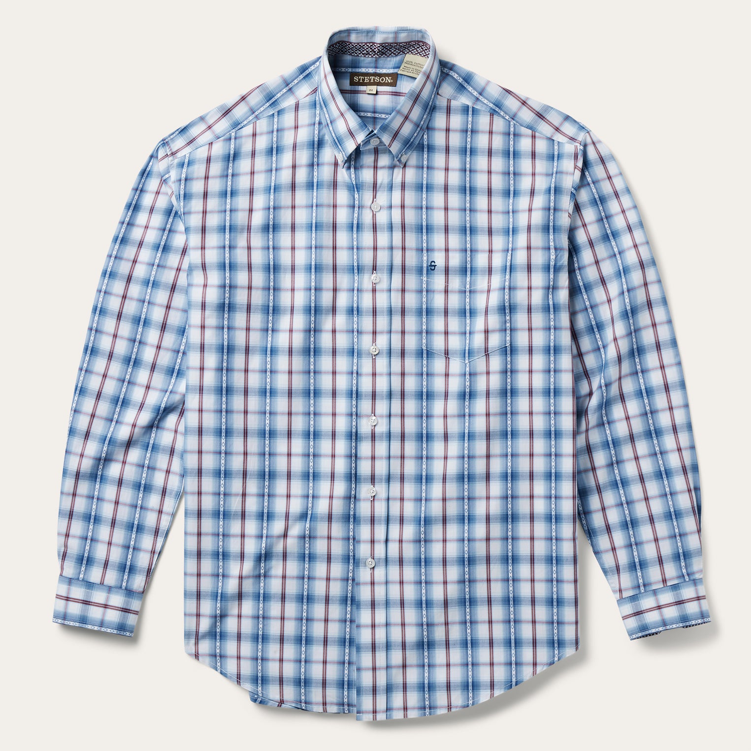 Blue Diamond Plaid Shirt – Stylish Dobby Weave