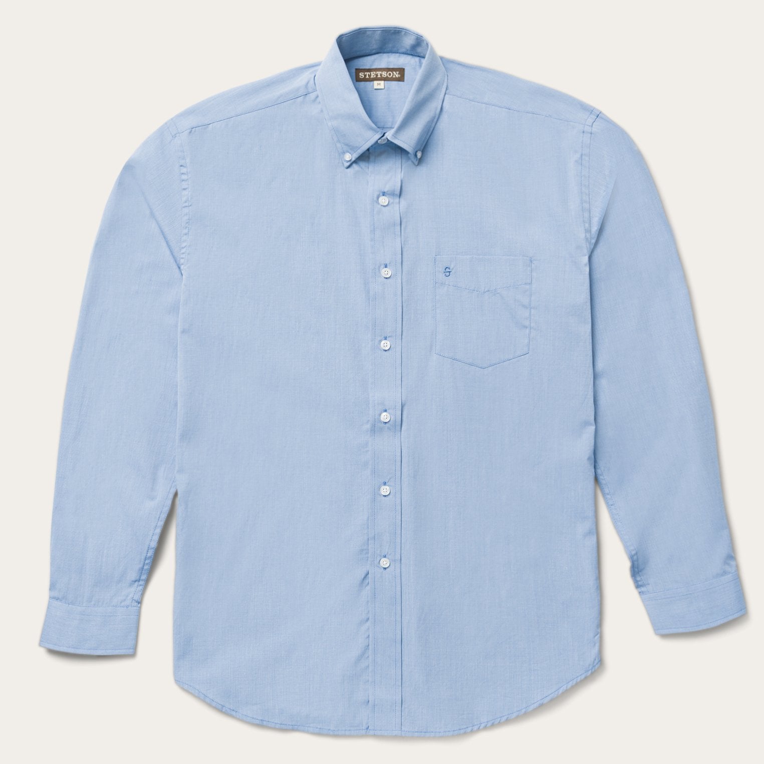 Blue Snap-Front Shirt with Chest Pocket