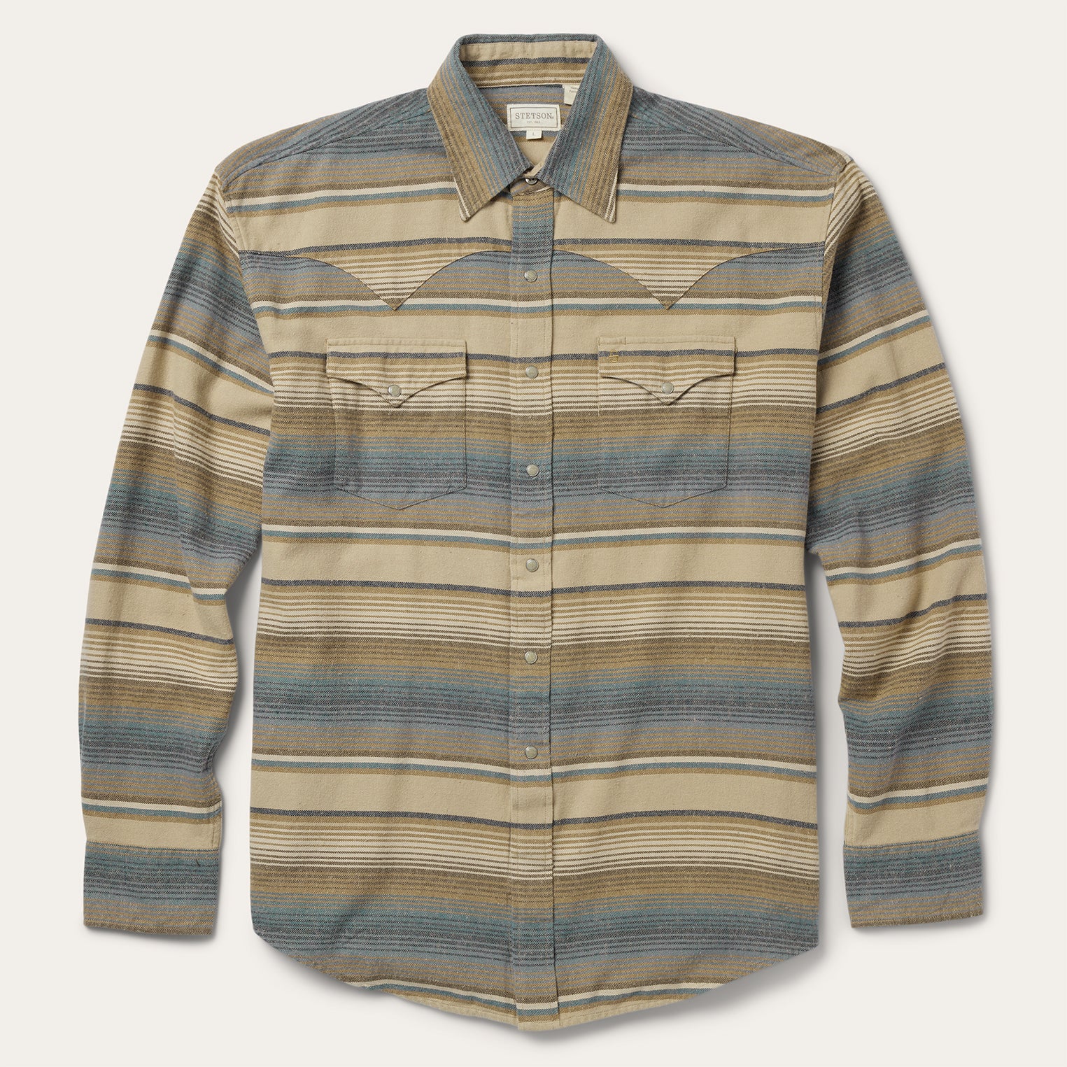 Classic Blue Stripe Western Flannel Shirt