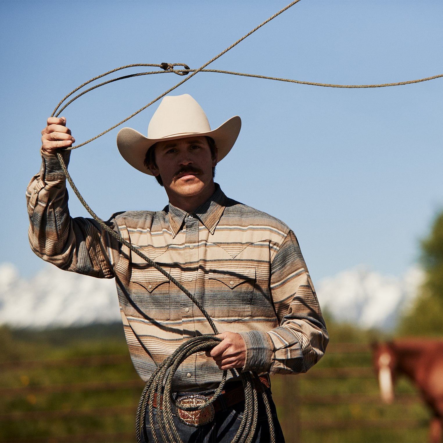 Classic Blue Stripe Western Flannel Shirt