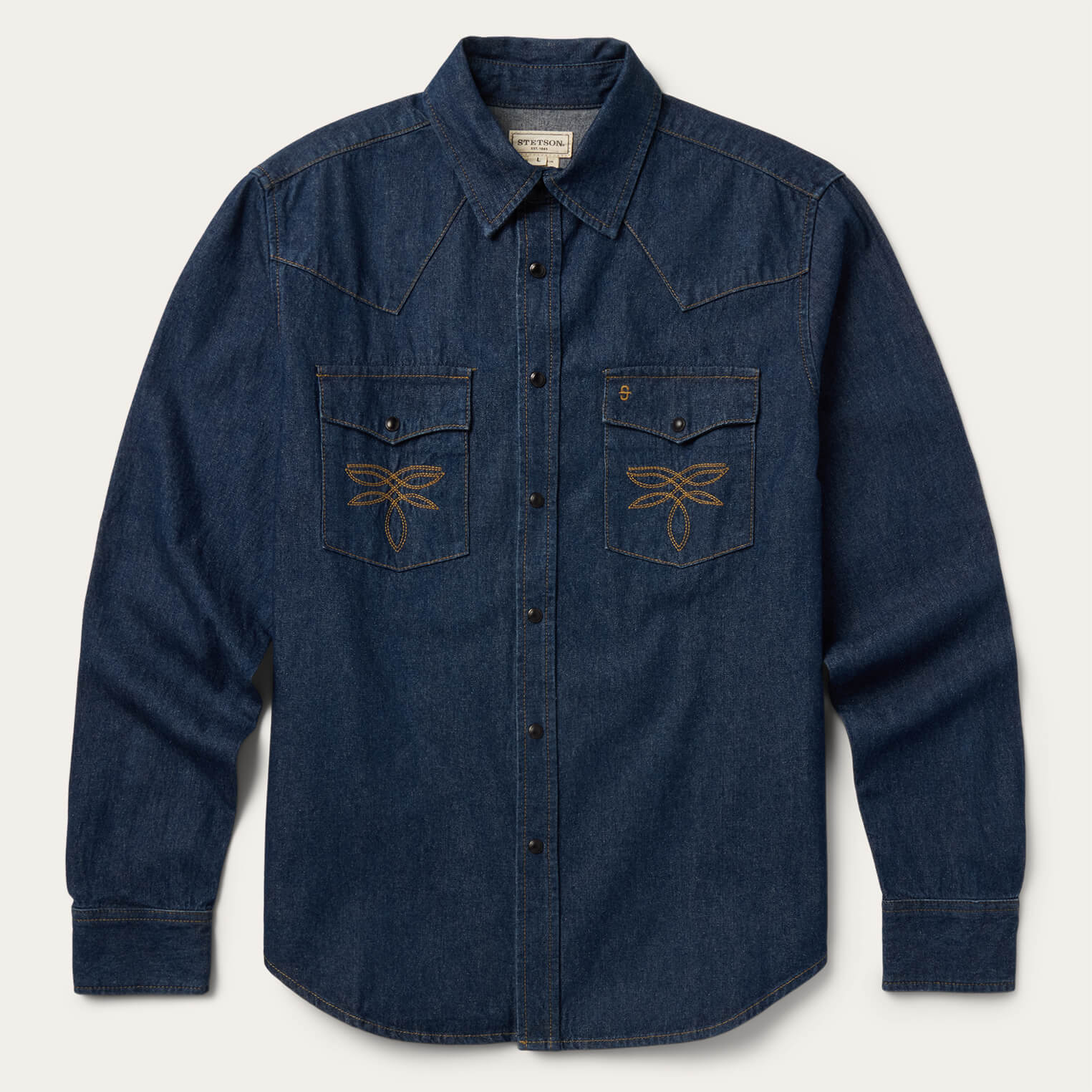 Men's Raw Denim Shirt with Boot Stitch Detail