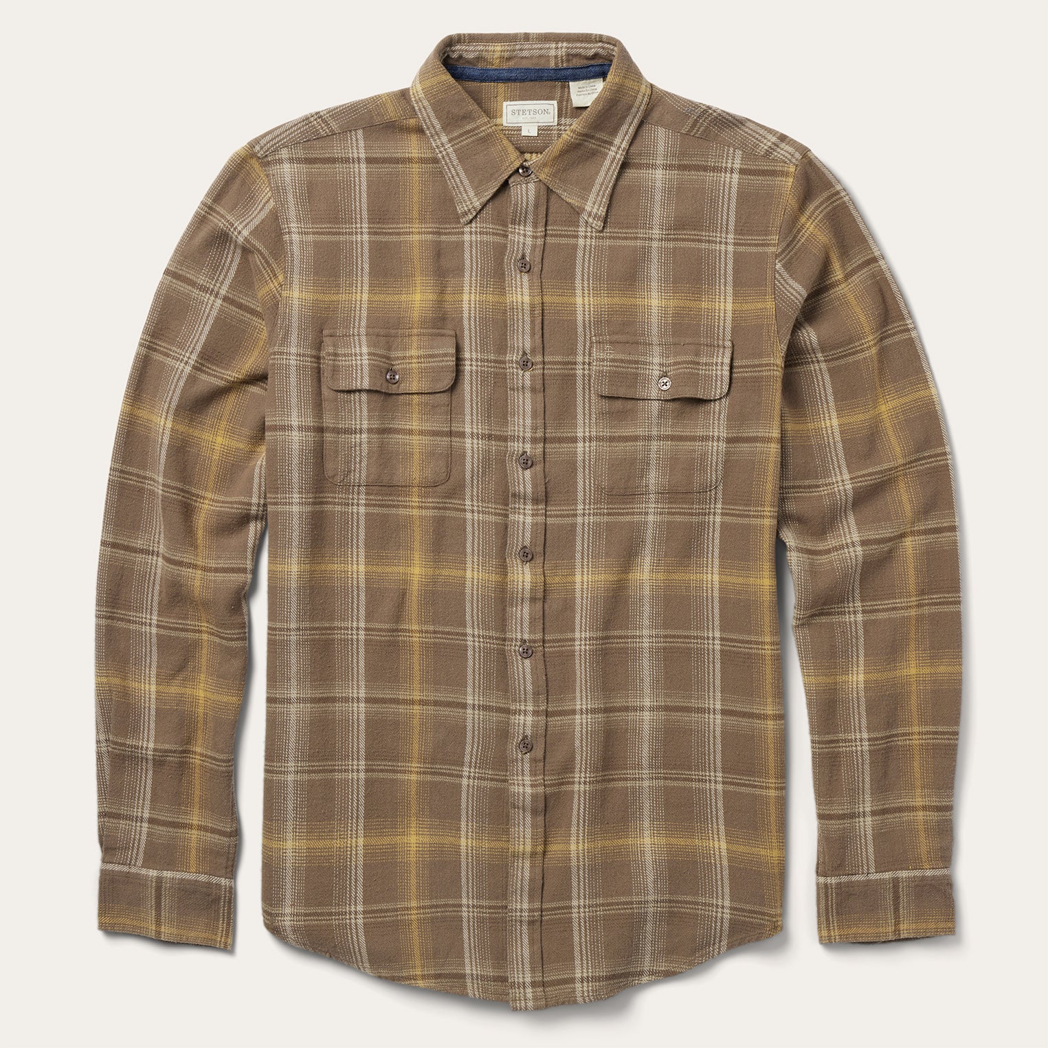 Classic Brown Flannel Shirt with Button Front