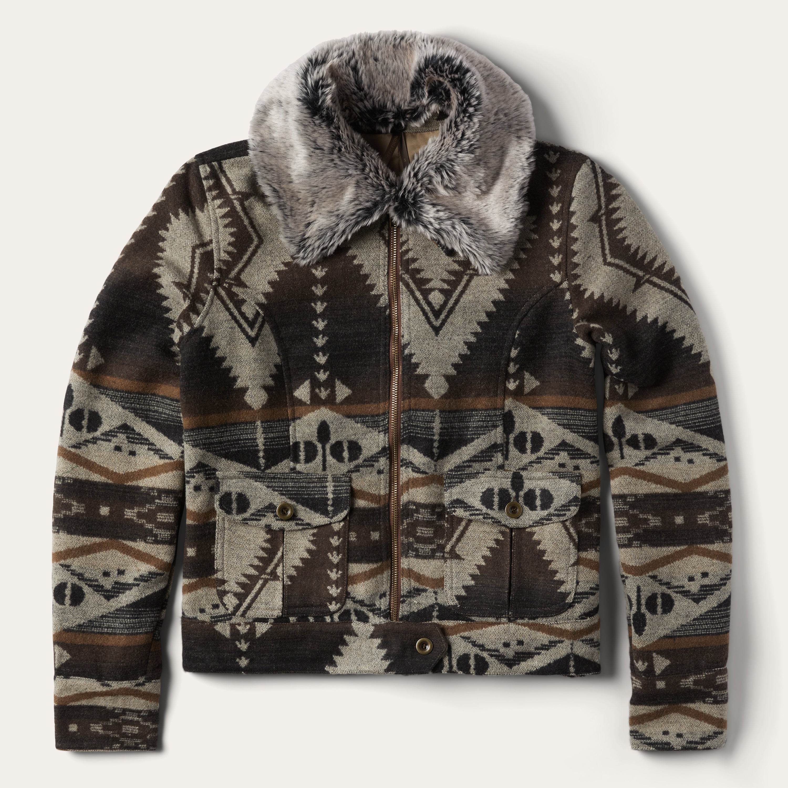 Southwestern Brown Blanket Jacket for Casual Wear