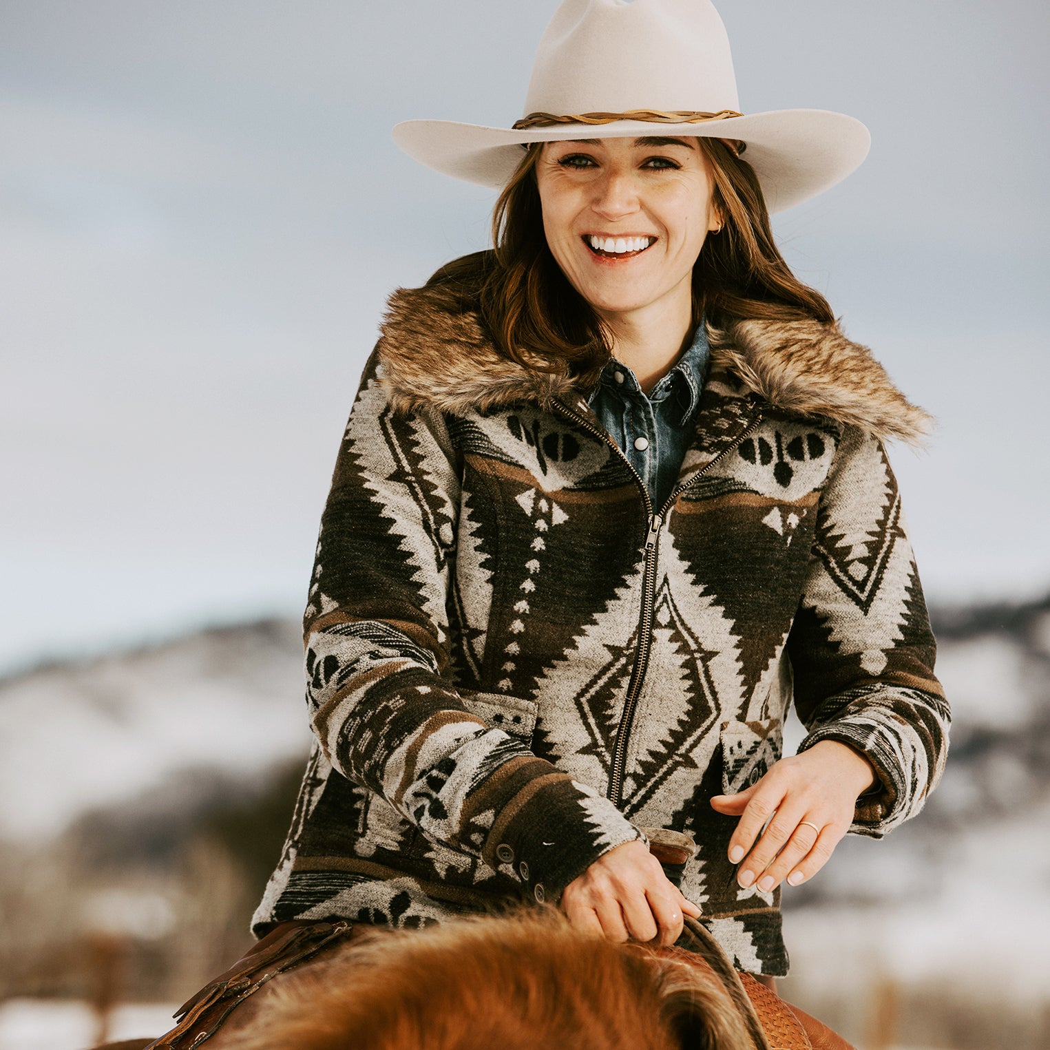 Southwestern Brown Blanket Jacket for Casual Wear