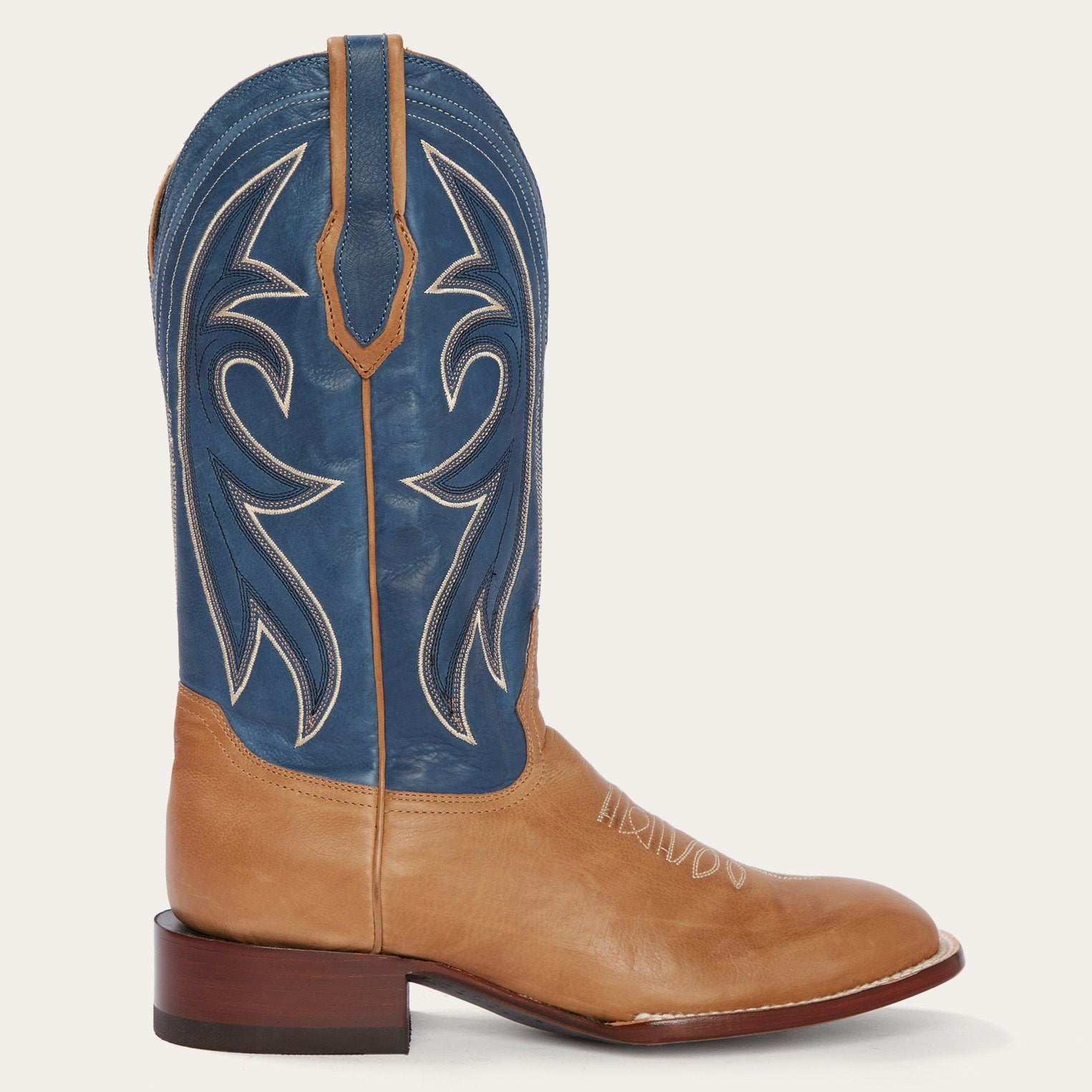 Casual Tan & Blue Matte Cowboy Boots