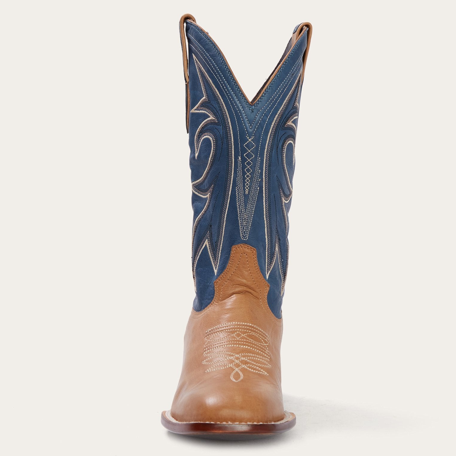 Casual Tan & Blue Matte Cowboy Boots
