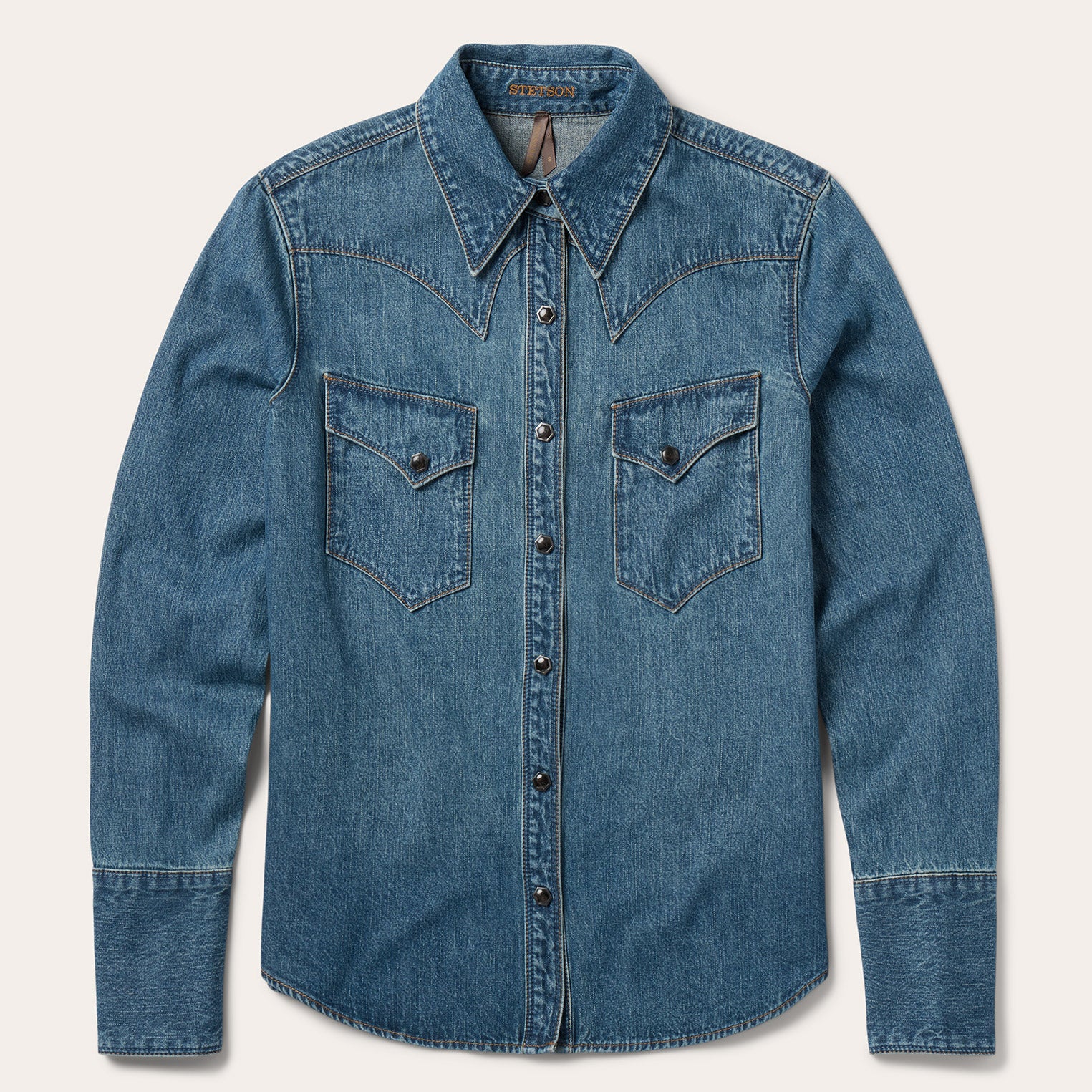 Western Denim Shirt in Chocolate Snap
