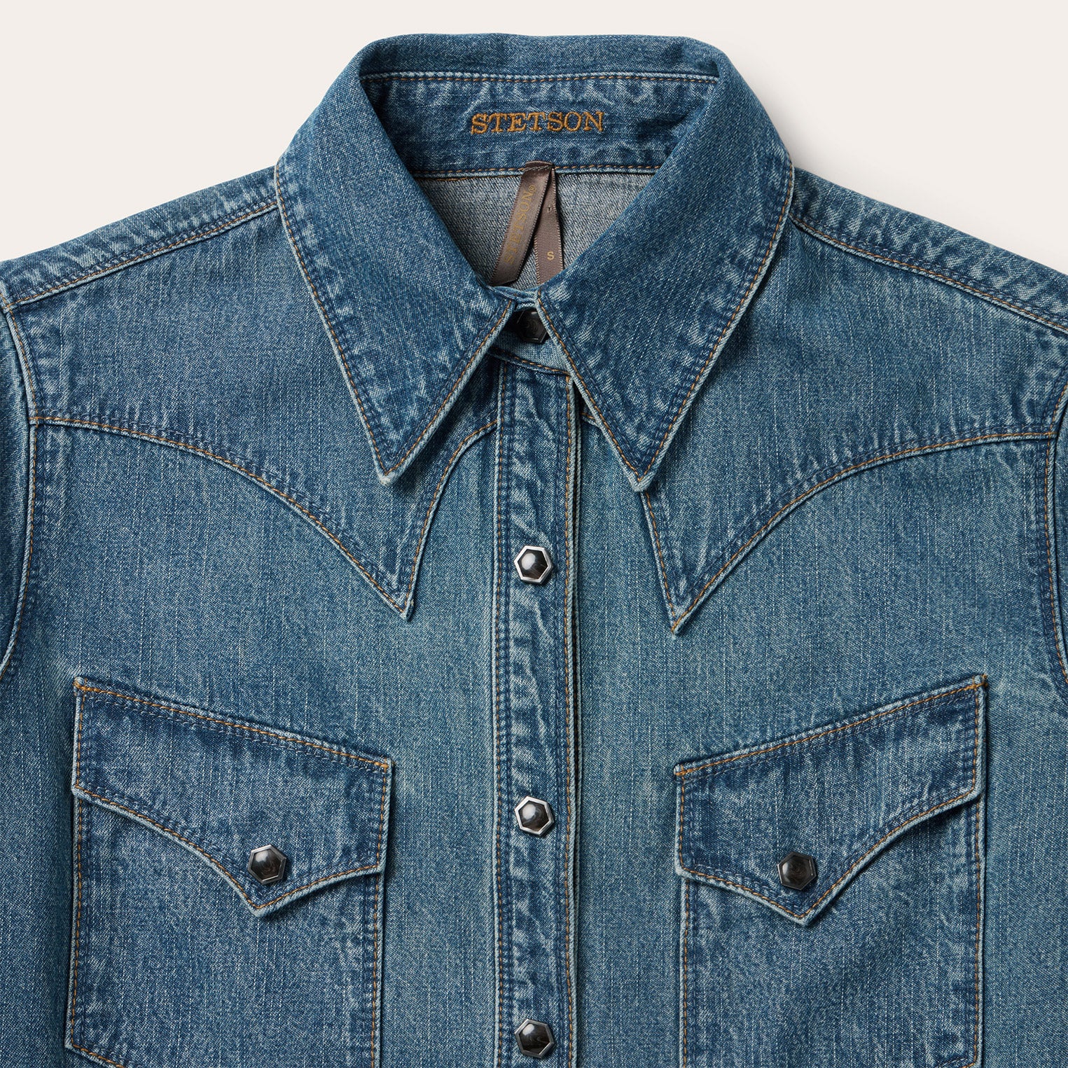 Western Denim Shirt in Chocolate Snap