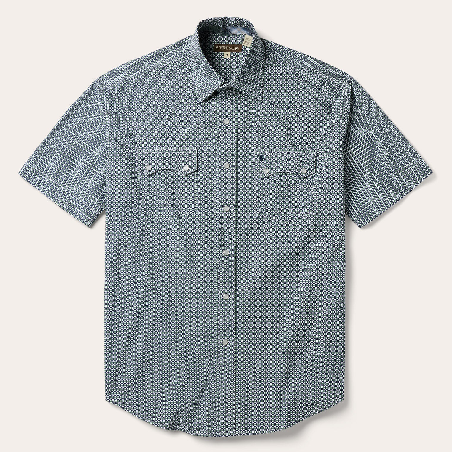 Western Diamond Print Short Sleeve Shirt