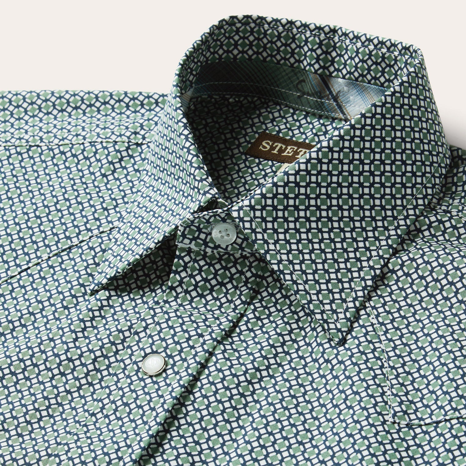 Western Diamond Print Short Sleeve Shirt
