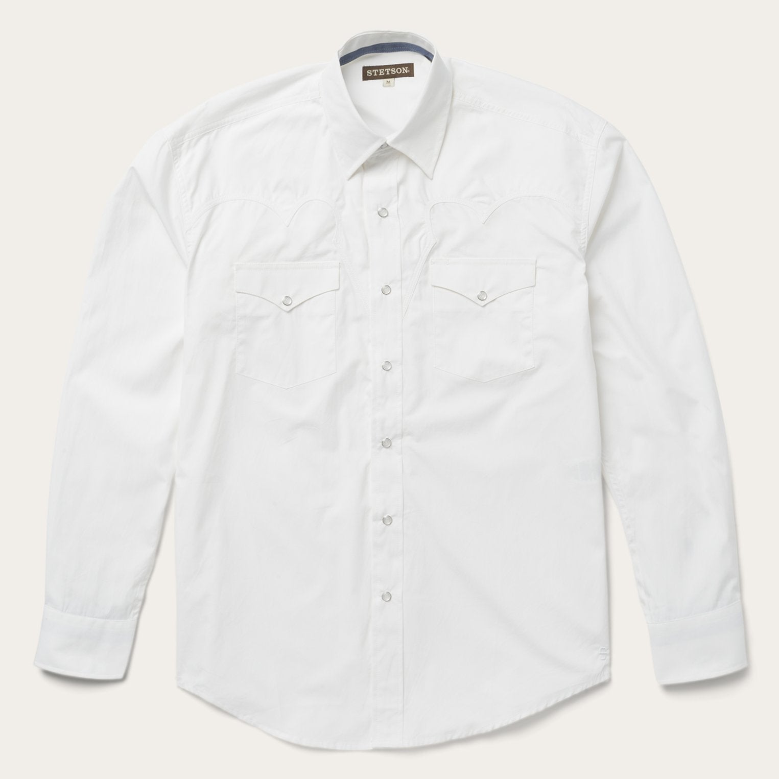 Men's White Classic Snap Poplin Shirt