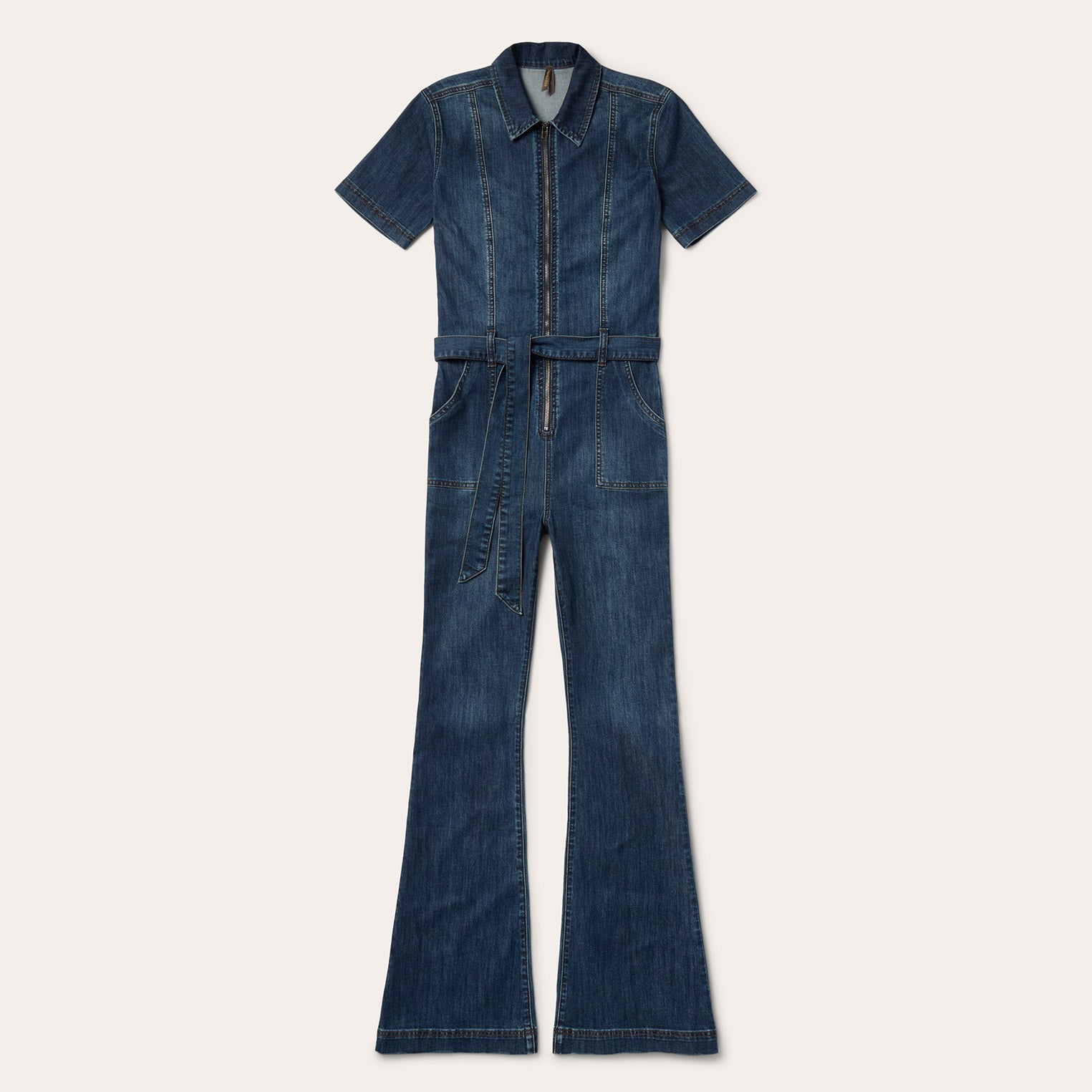 Slim-Fit Dark Denim Jumpsuit for Women