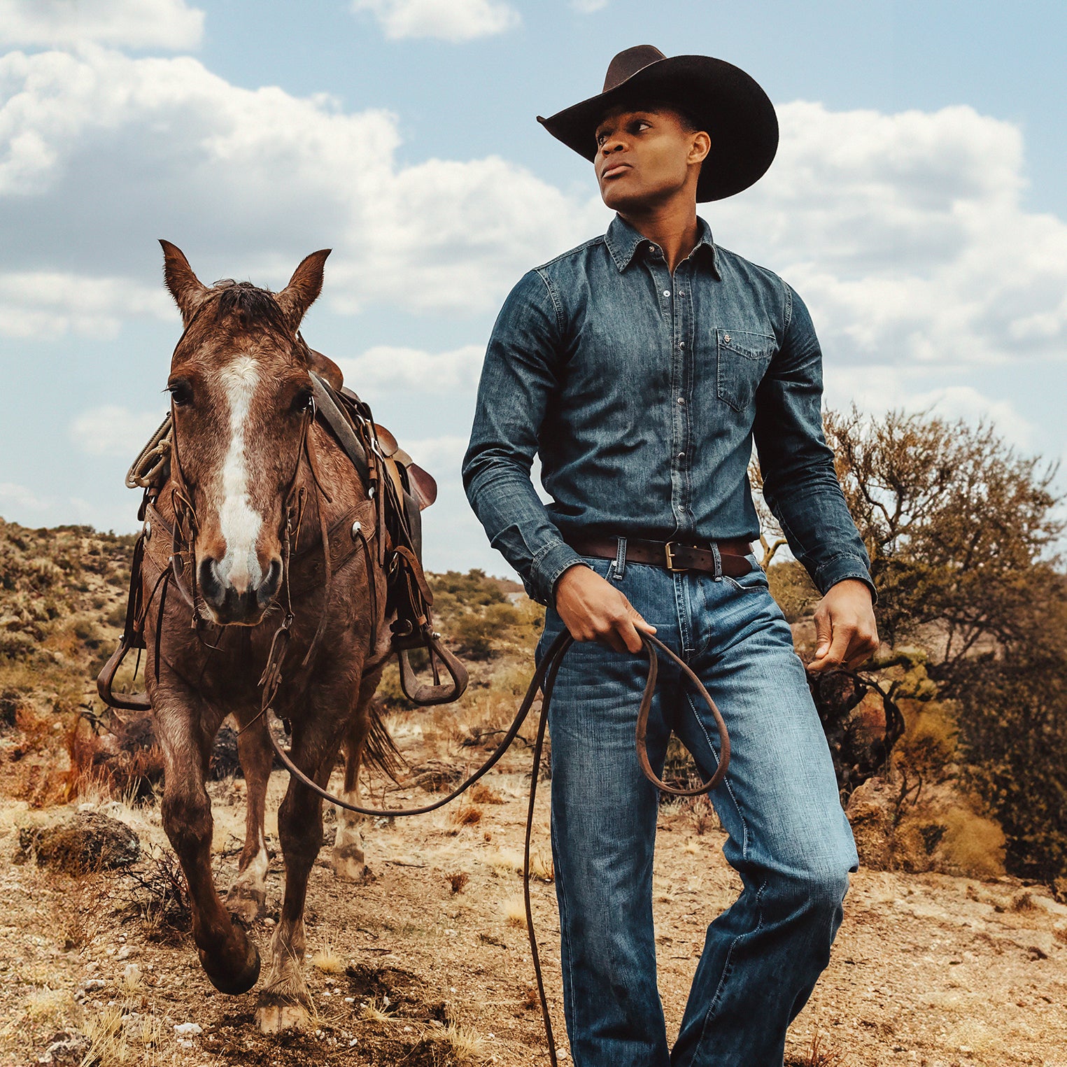 Men's Dark Denim Western Shirt
