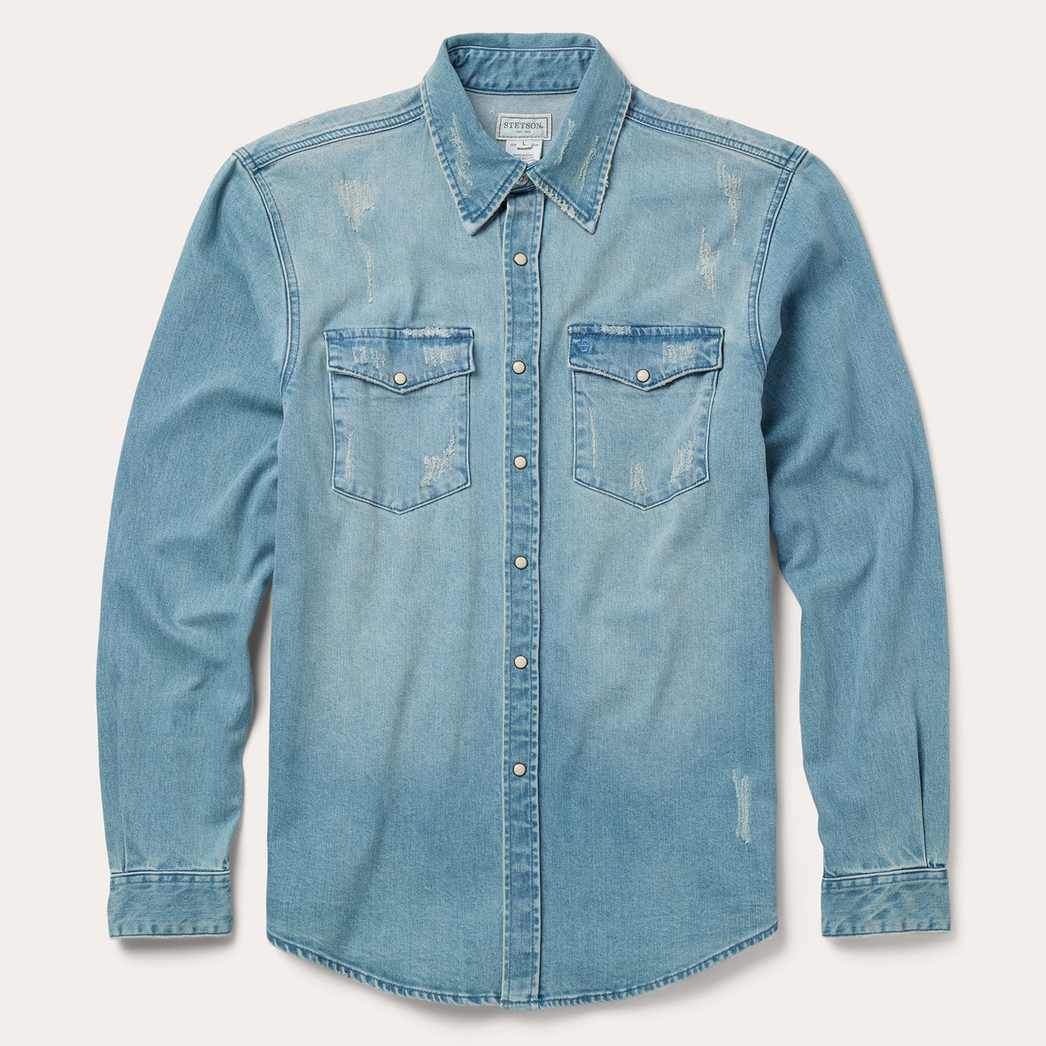 Vintage Western Denim Shirt - Distressed Style
