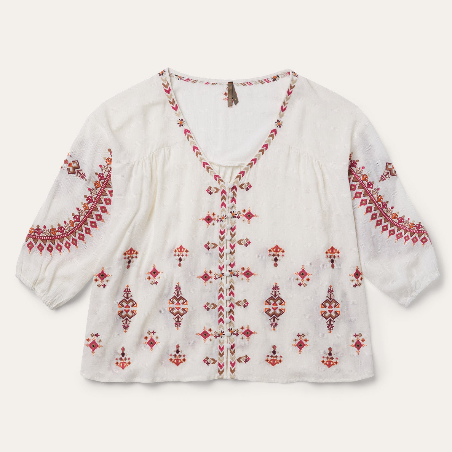 Stylish Dobby Peasant Blouse for Women