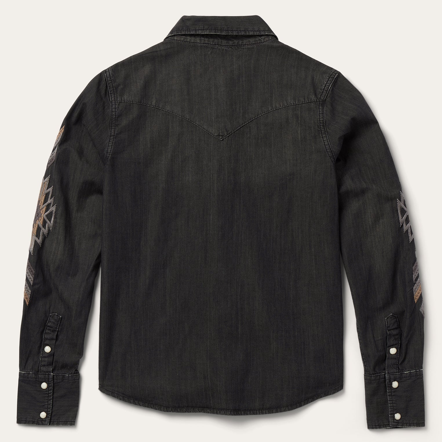 Stylish Black Embroidered Denim Shirt