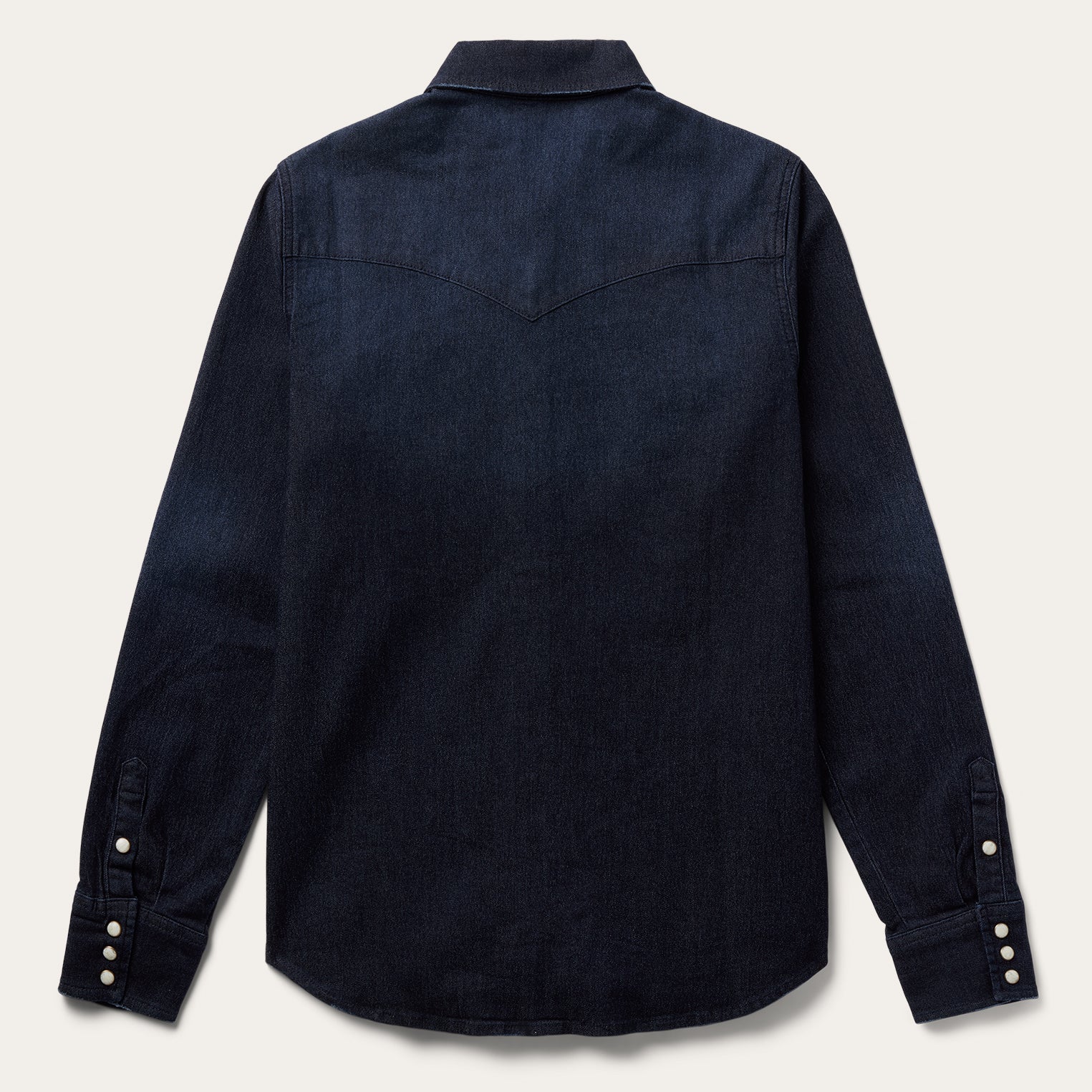 Dark Denim Snap Front Shirt with Embroidered Detail