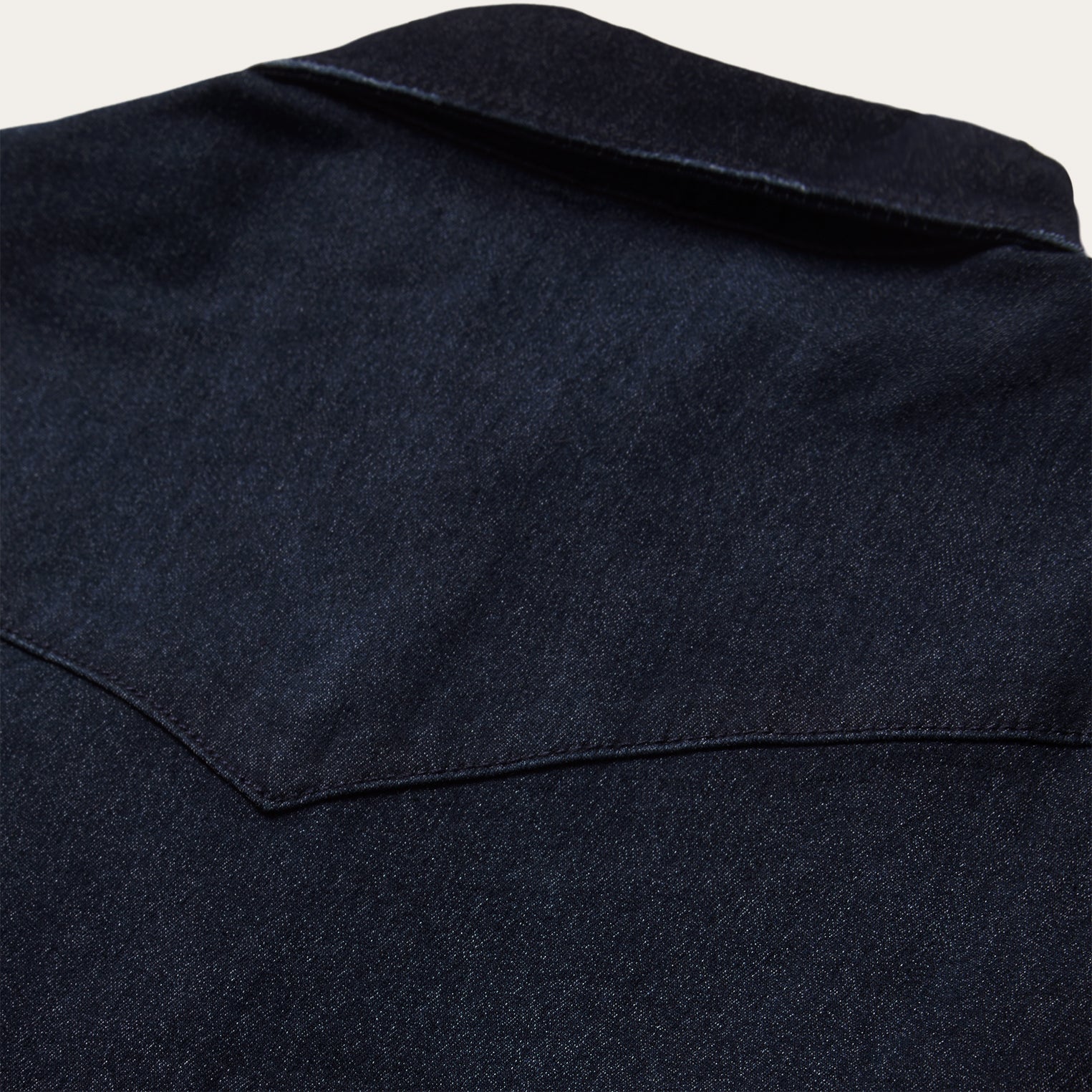 Dark Denim Snap Front Shirt with Embroidered Detail