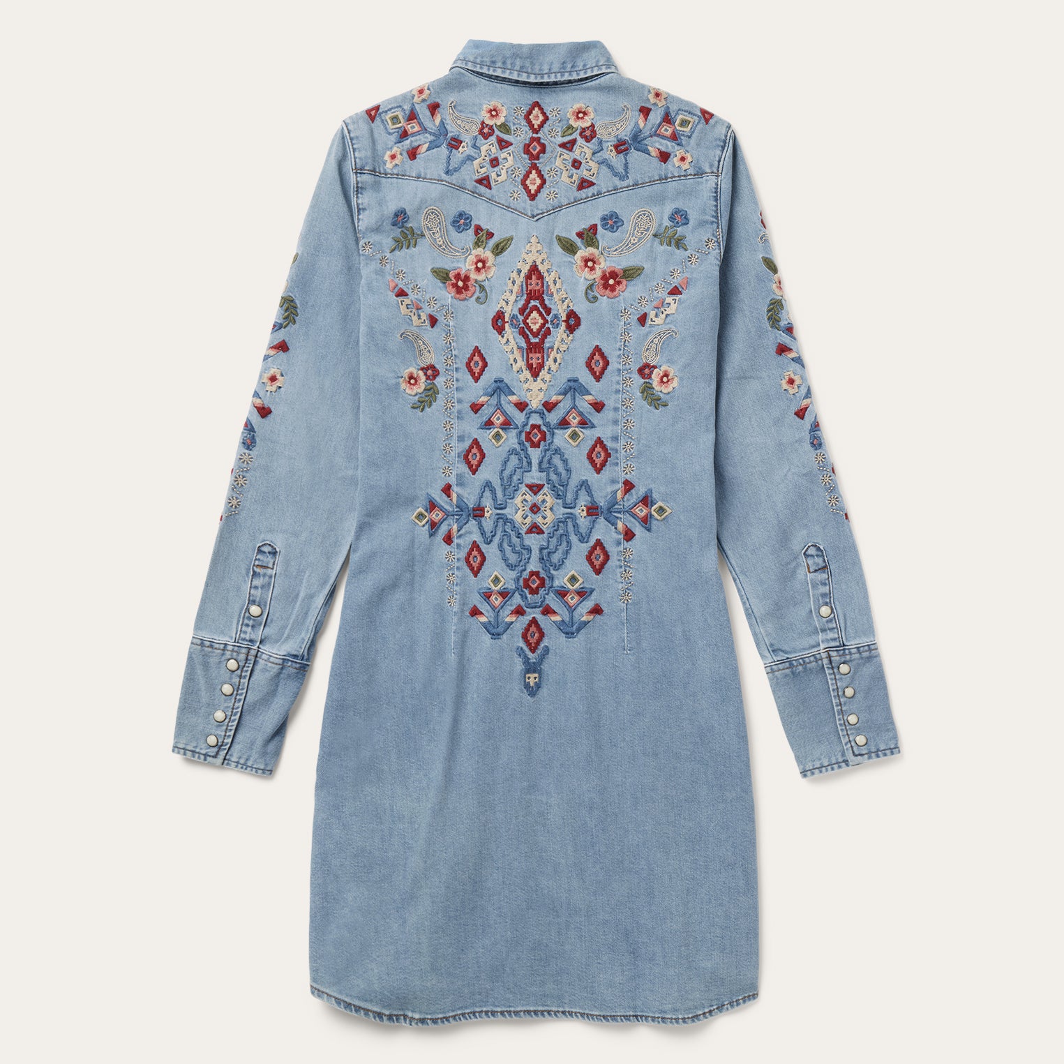 Stylish Embroidered Denim Dress Shirt