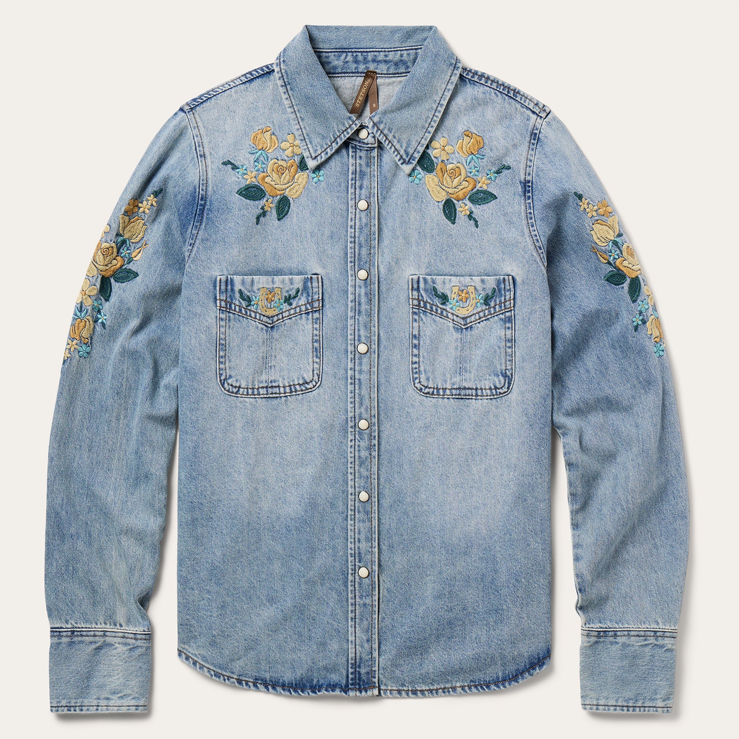 Relaxed Fit Embroidered Denim Shirt for Men & Women