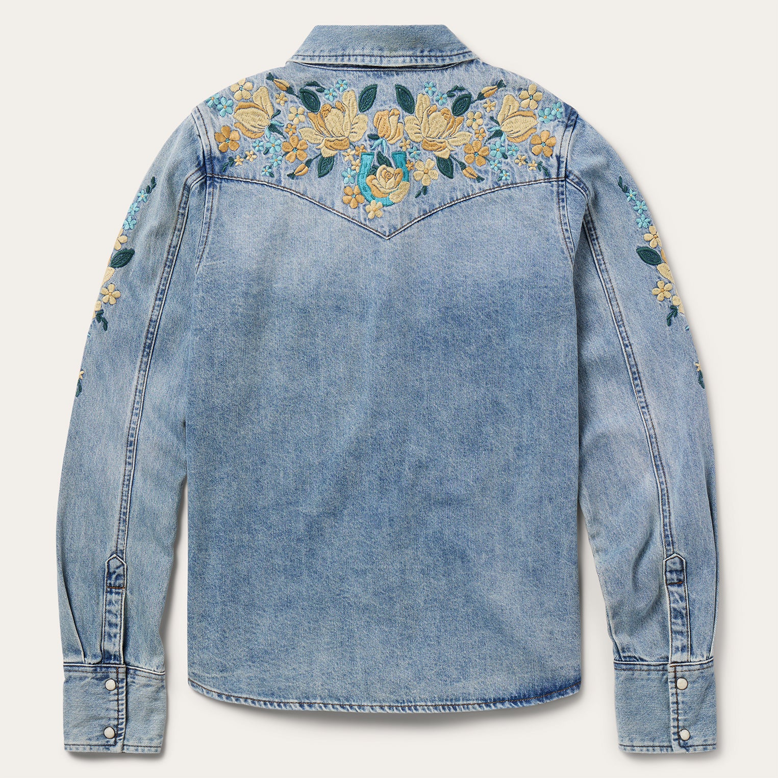 Relaxed Fit Embroidered Denim Shirt for Men & Women