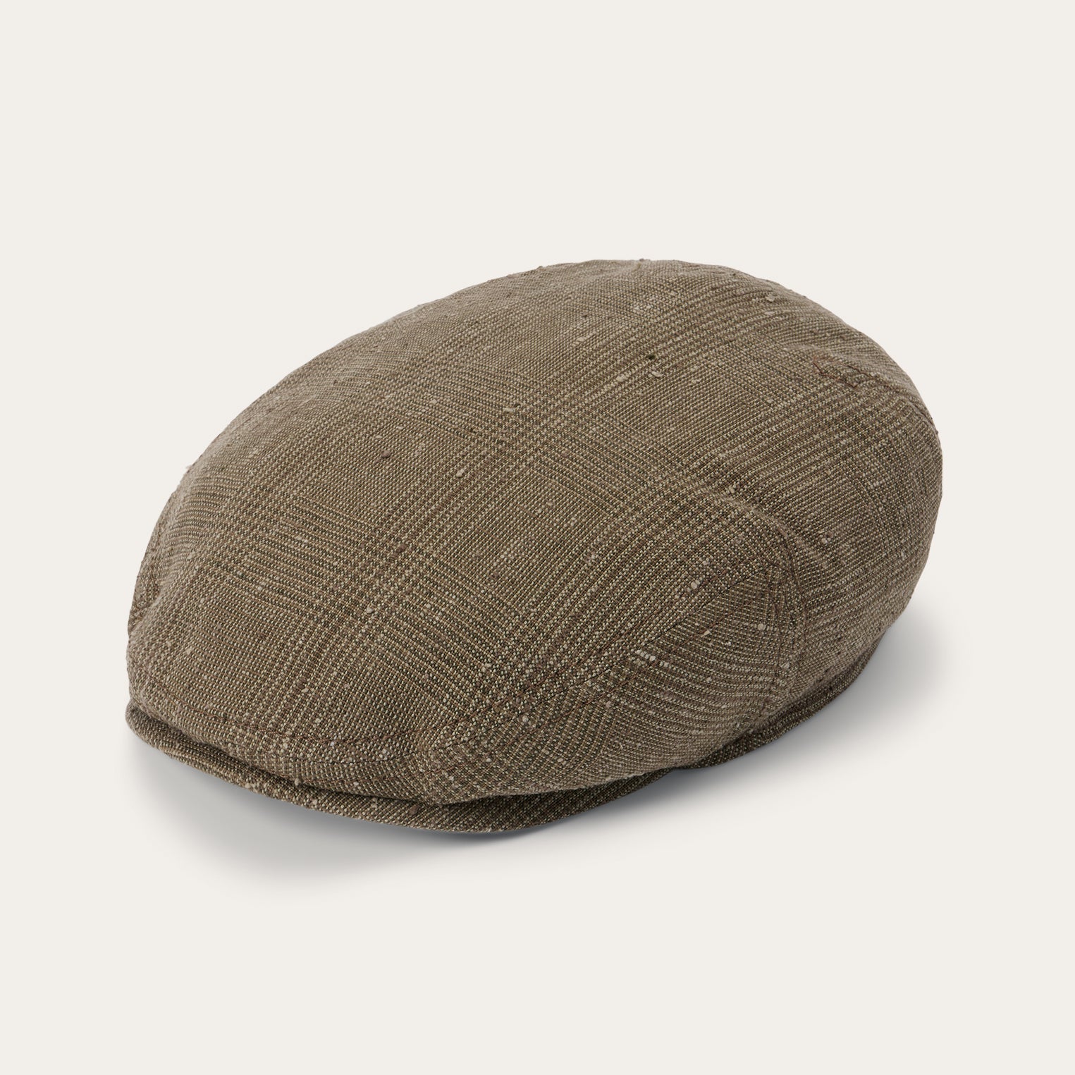 Glen Check Kent Cap in Linen-Silk Blend