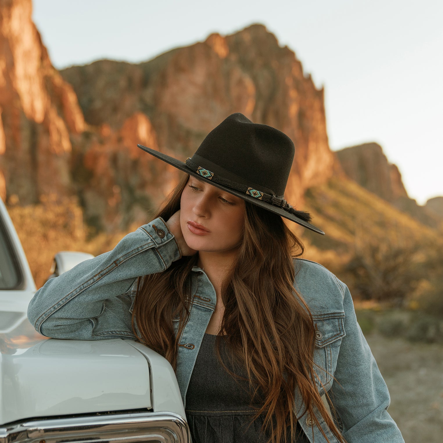 Western Flat Brim Helix Hat for Cowboy Style