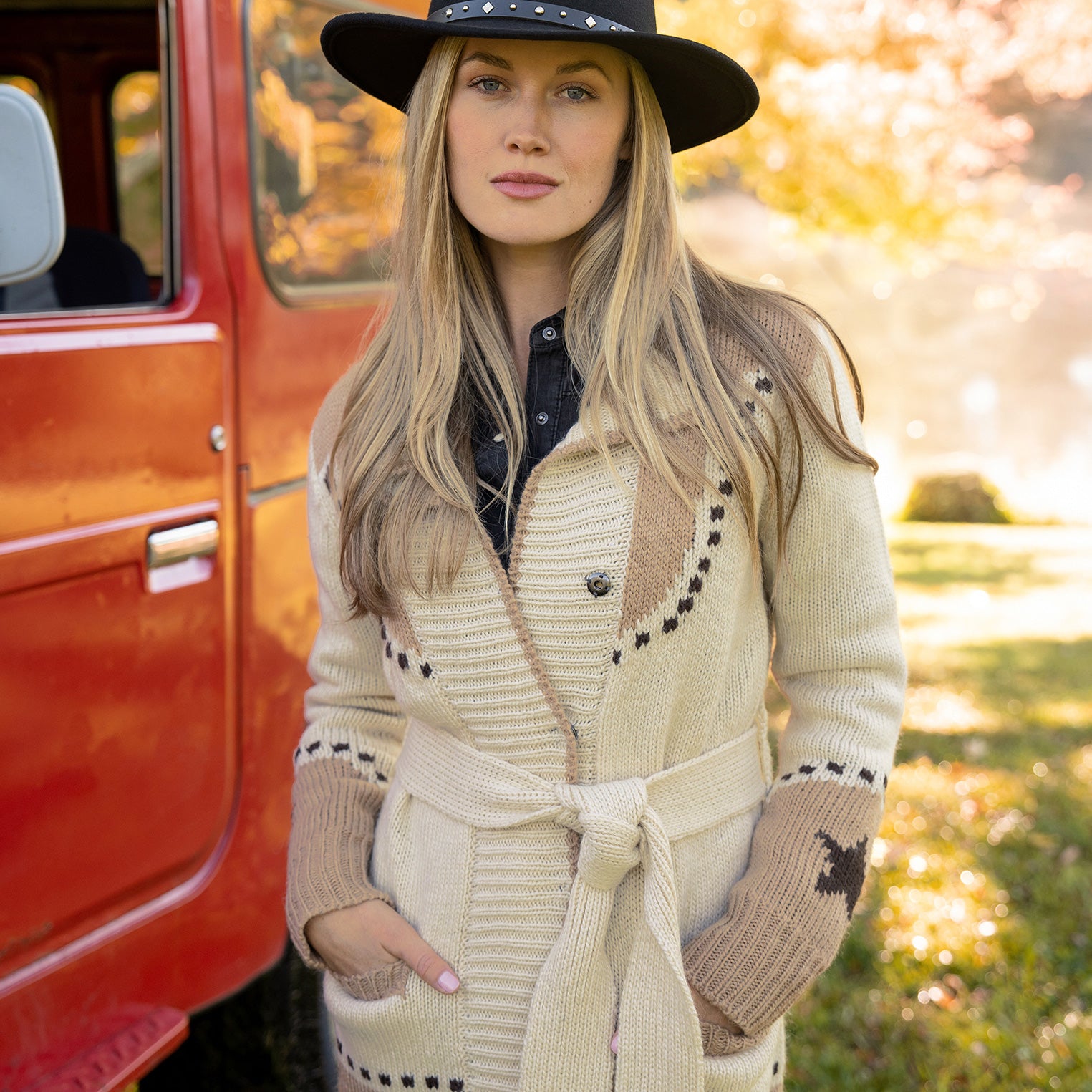 Star & Horseshoe Belted Cardigan for Women